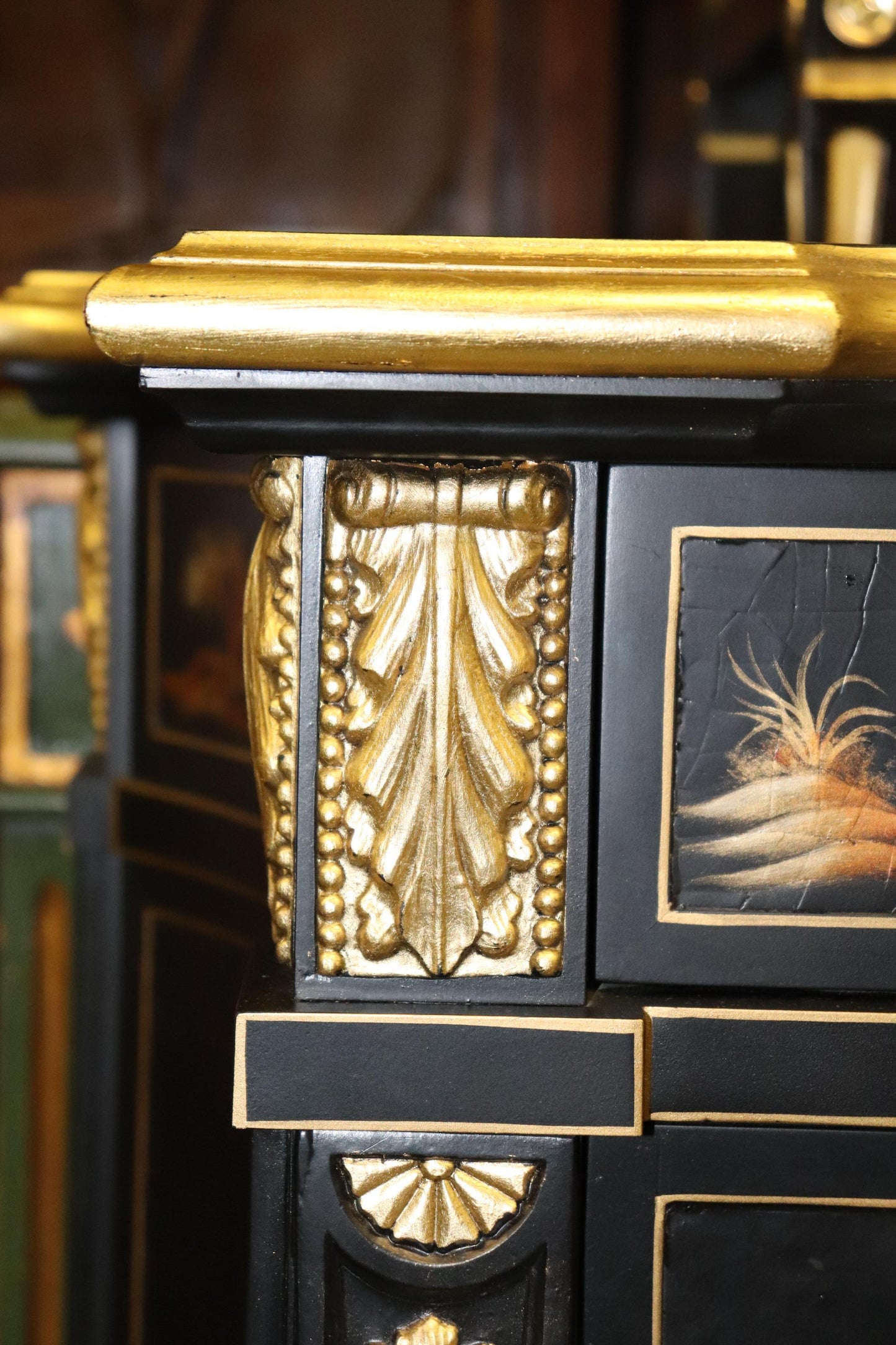 John Widdicomb Chinoiserie Paint Decorated Commode Buffet with Gilded Details