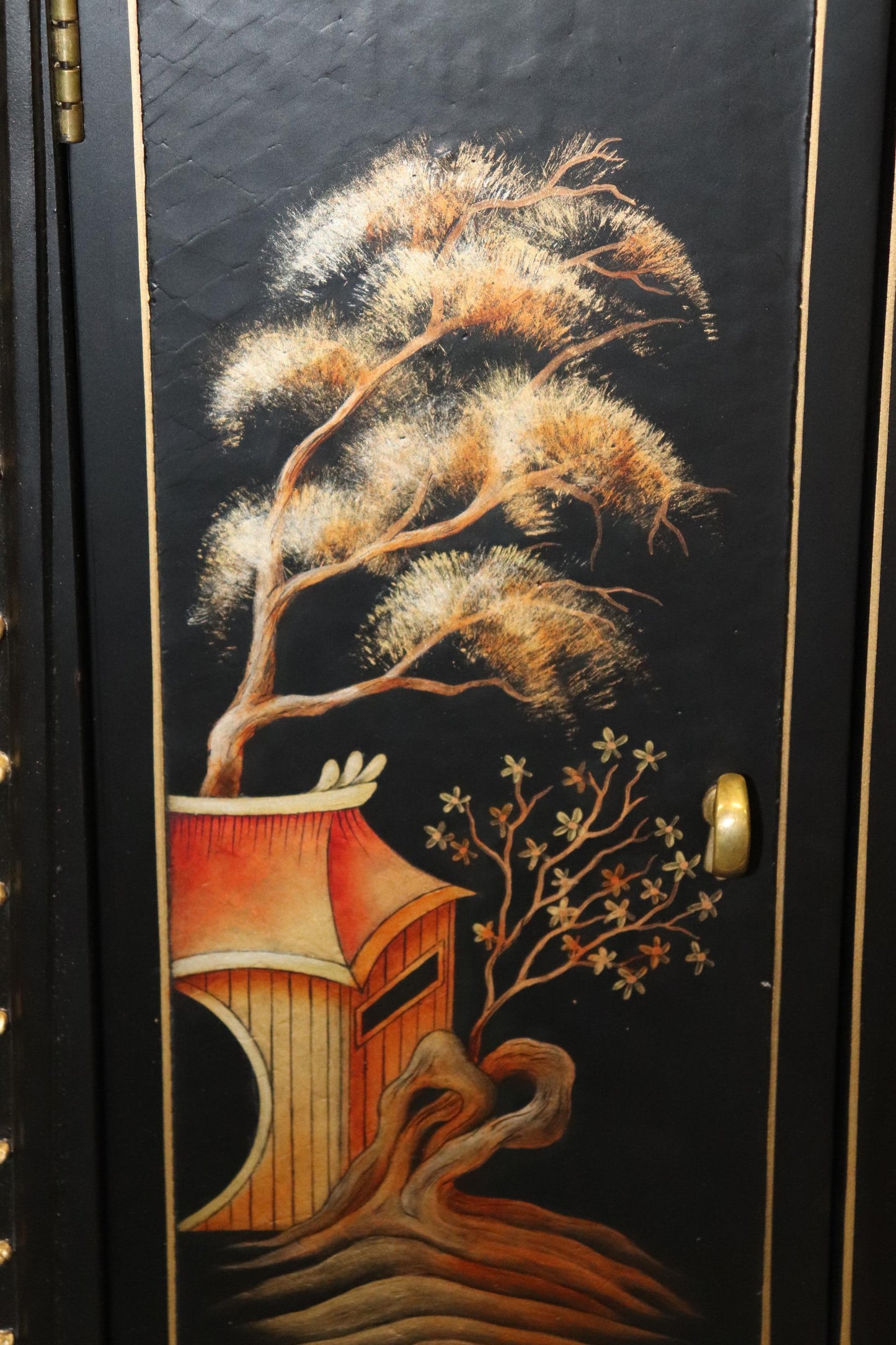 John Widdicomb Chinoiserie Paint Decorated Commode Buffet with Gilded Details