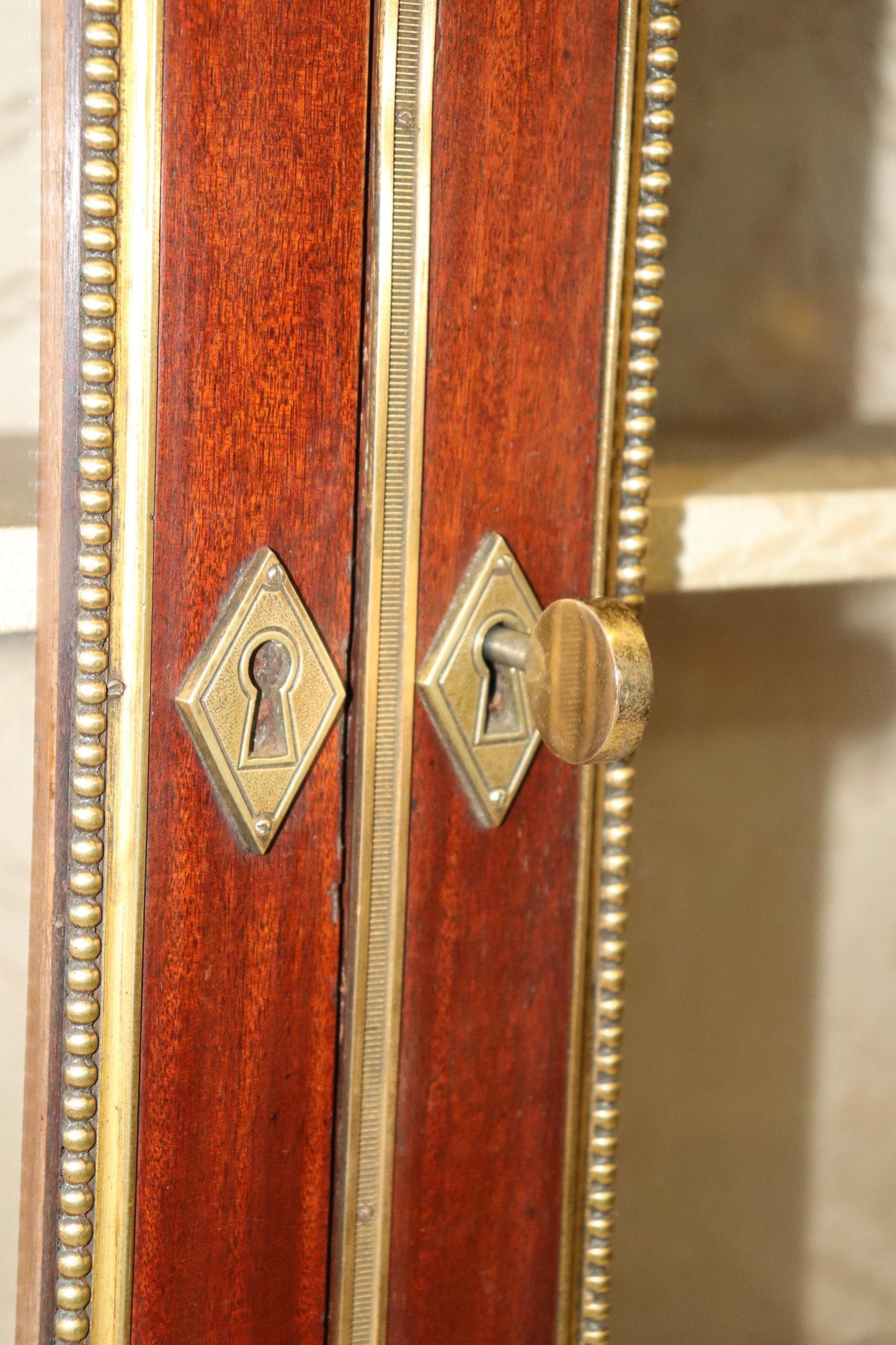 Fine Quality French Mahogany Bronze Mounted Secretary Desk Bookcase Top