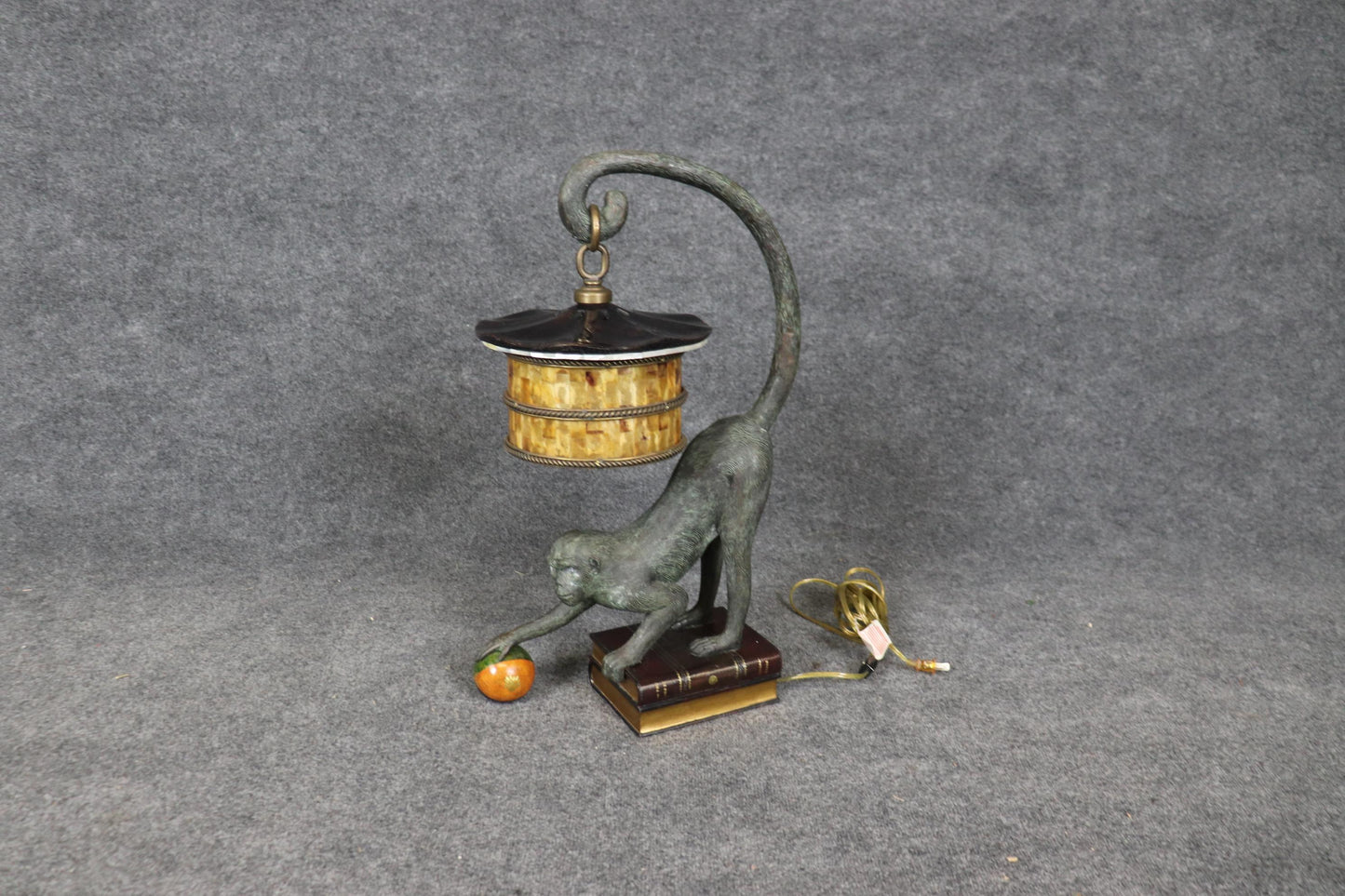 Whimsical Sculptural Maitland Smith Monkey Playing on a Book Lamp