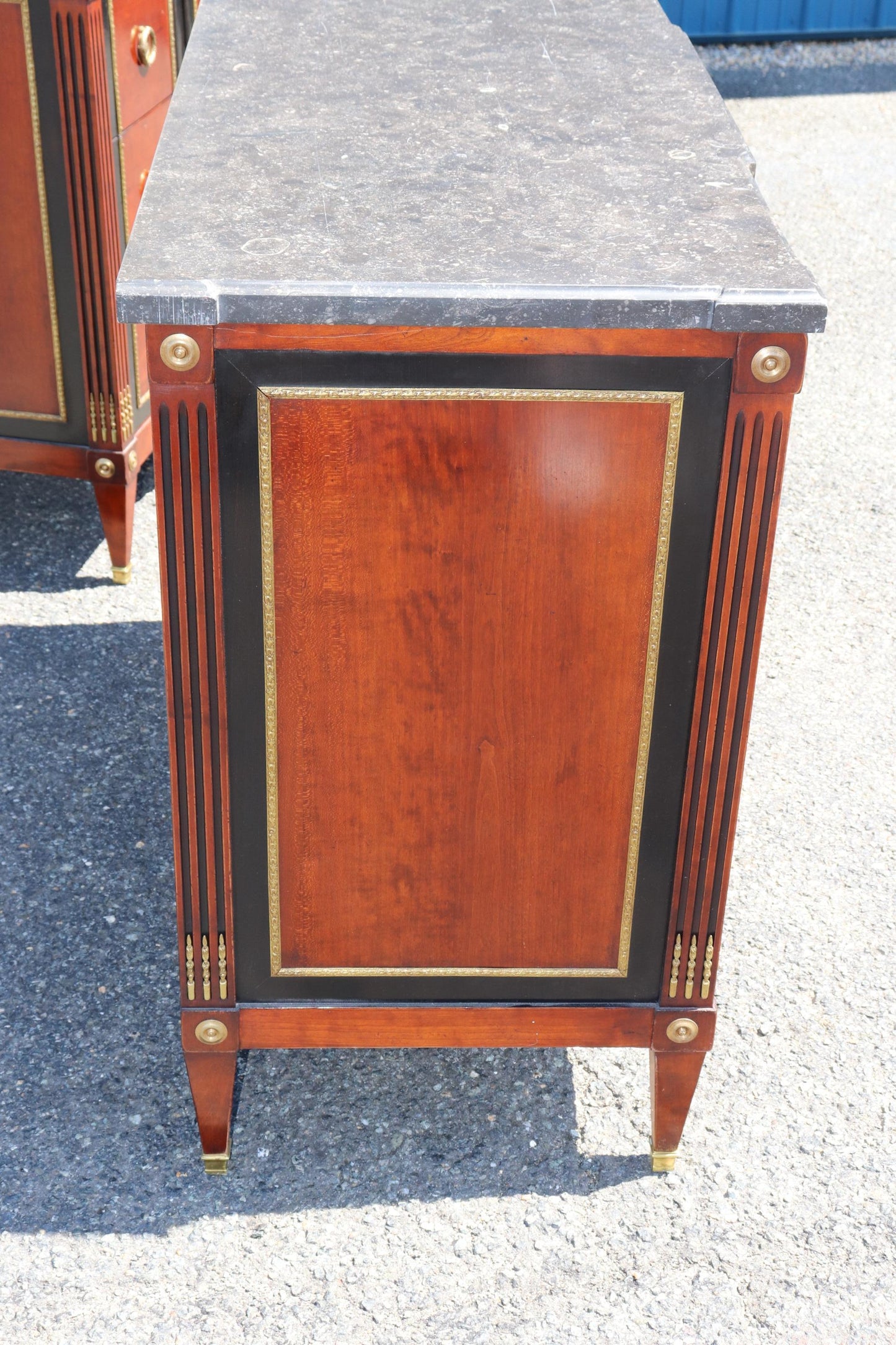 Pair Hand-Made Custom French Bronze Mounted Cherry and Ebonized Commodes