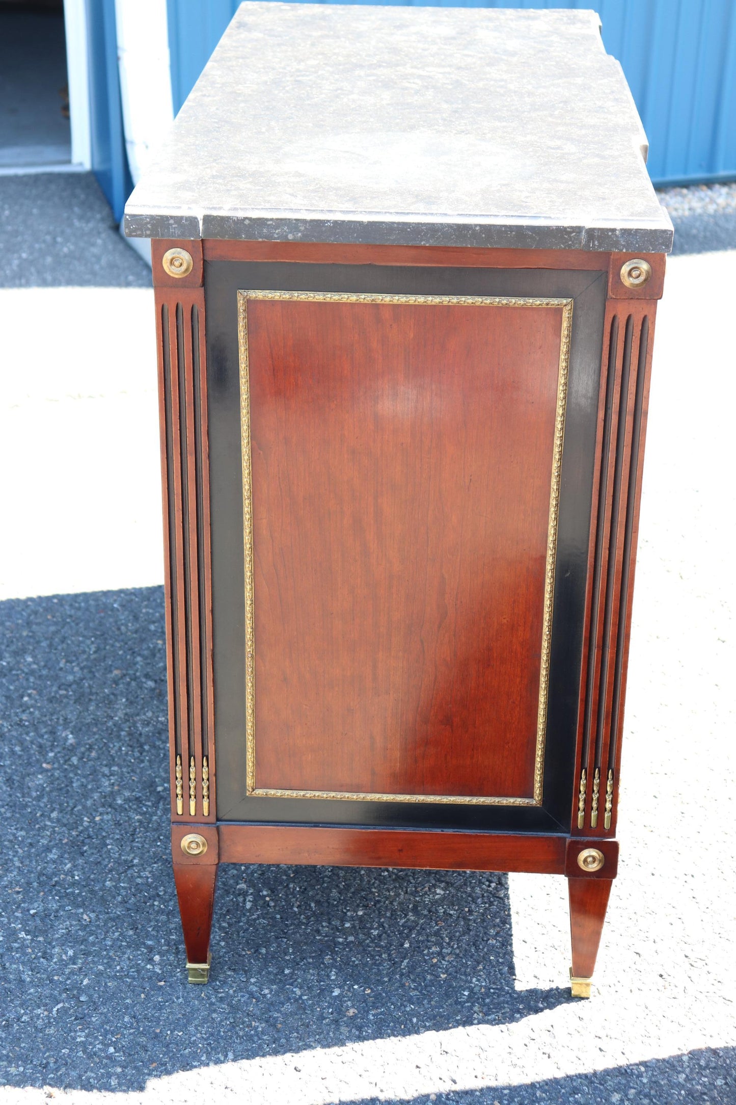 Pair Hand-Made Custom French Bronze Mounted Cherry and Ebonized Commodes