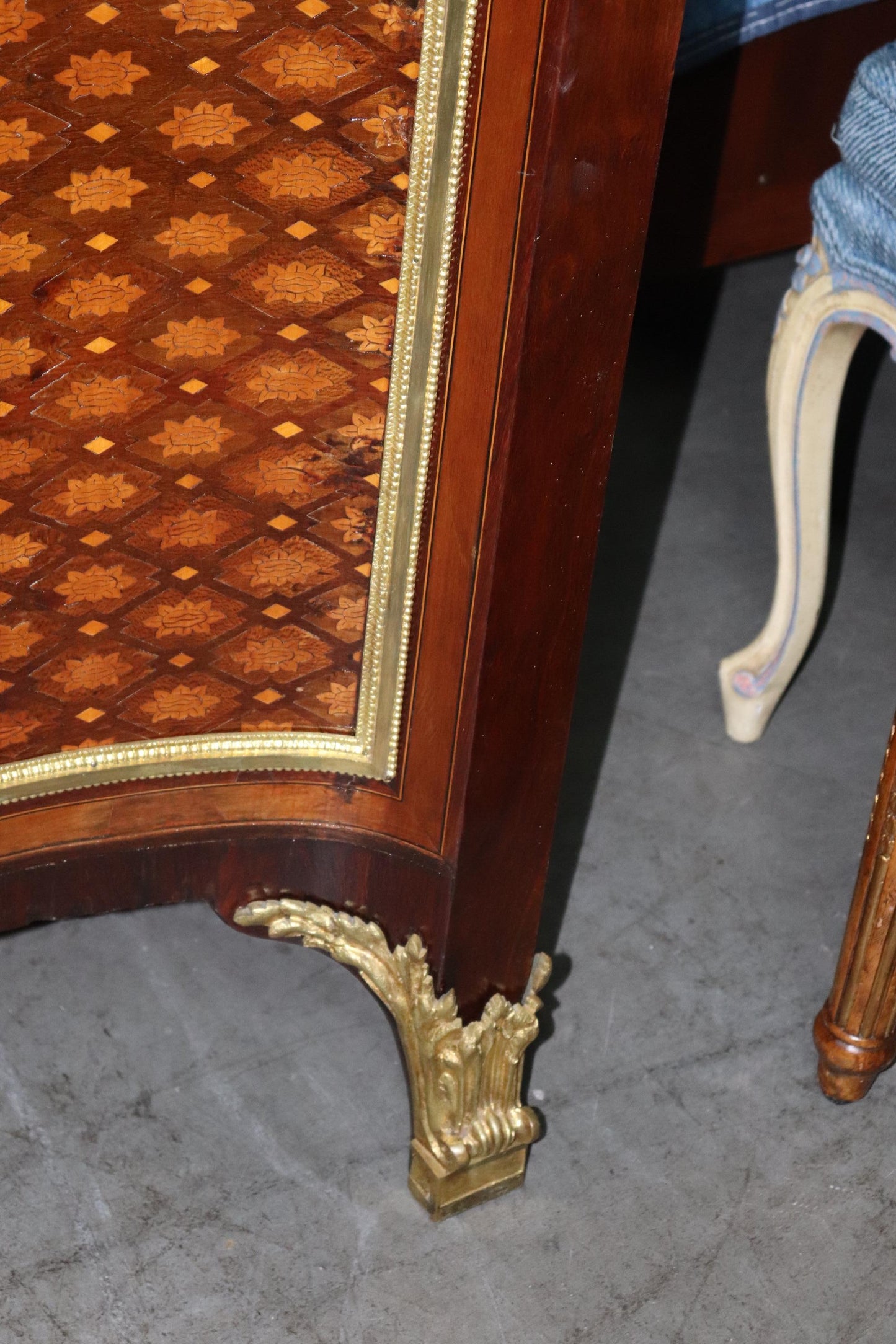 Fine Inlaid Palace Sized French Louis XV Marble Top Commode, circa 1870s