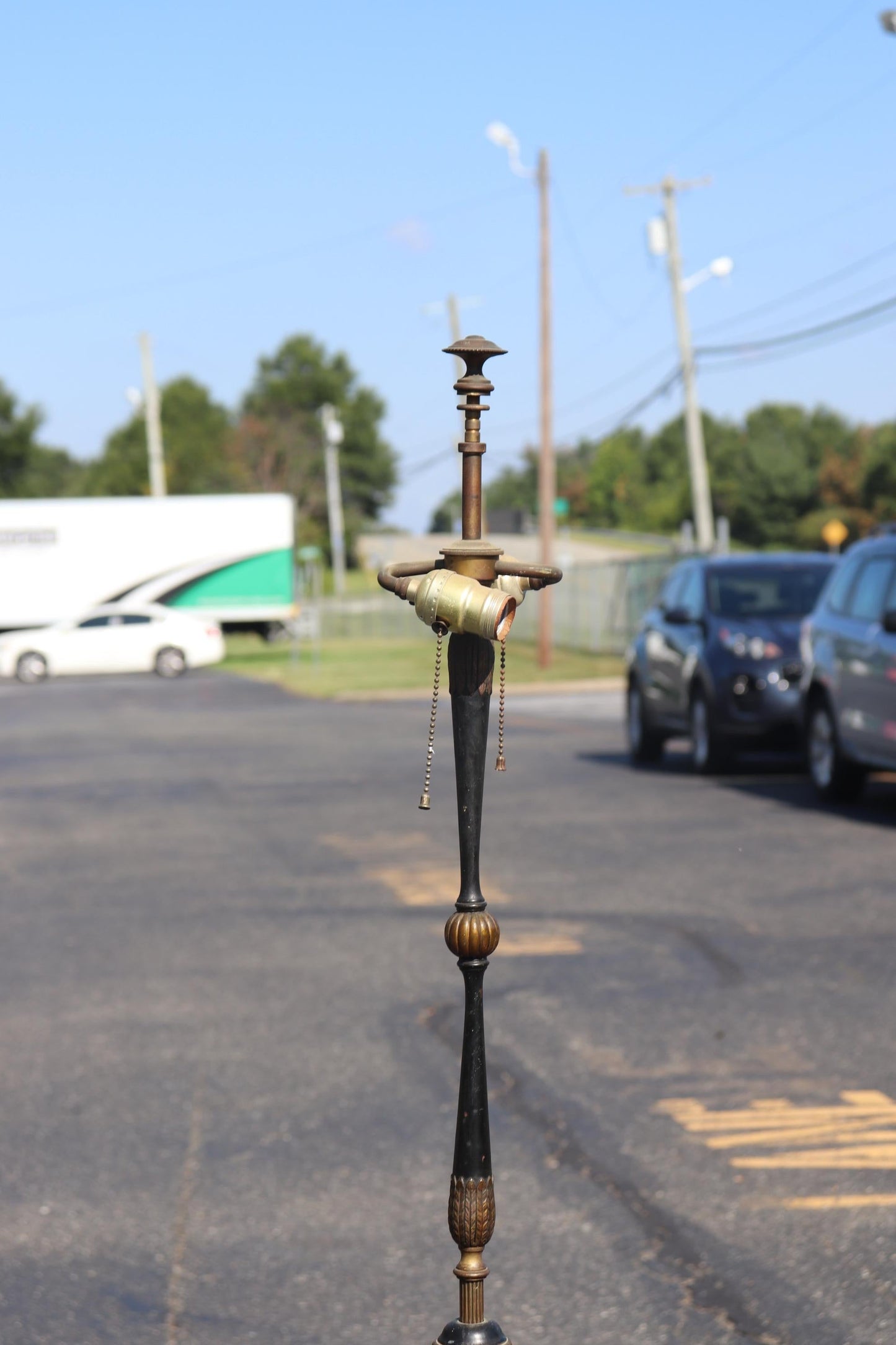 E.F. Caldwell Attributed Bronze and Steel Rams Head French Regency Floor Lamp