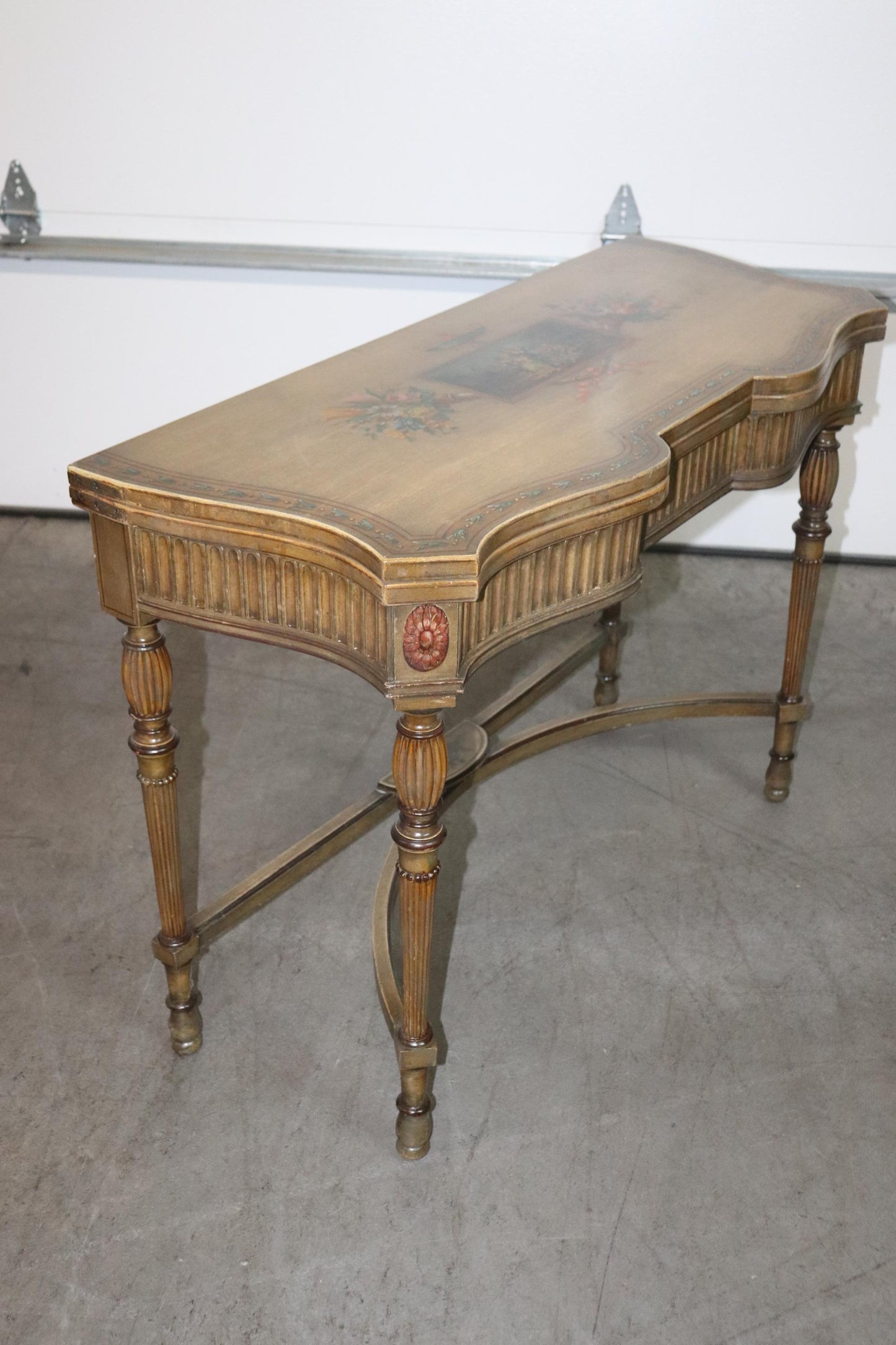 Adams Paint Decorated English Foliding Card Console Table, Circa 1890