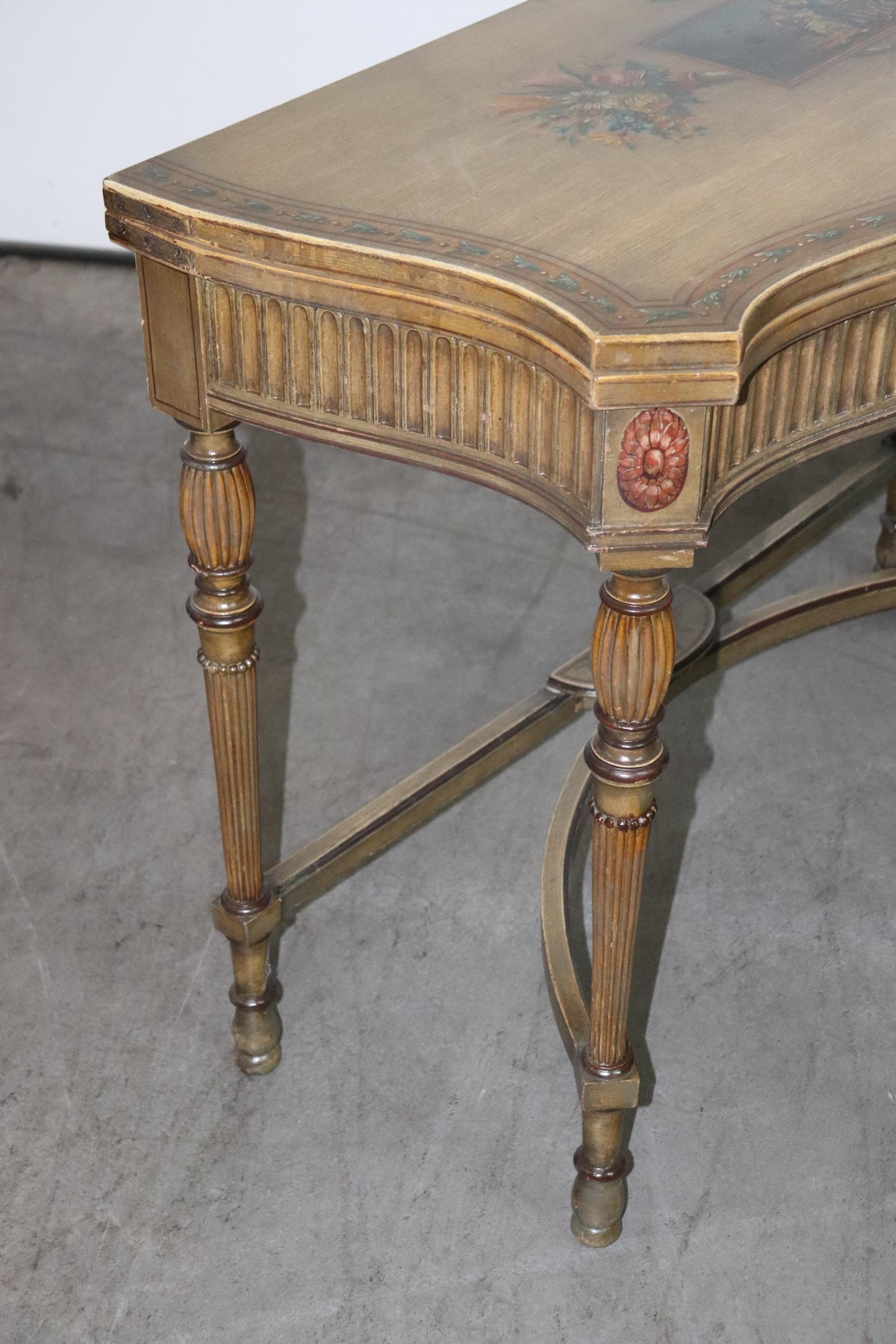 Adams Paint Decorated English Foliding Card Console Table, Circa 1890