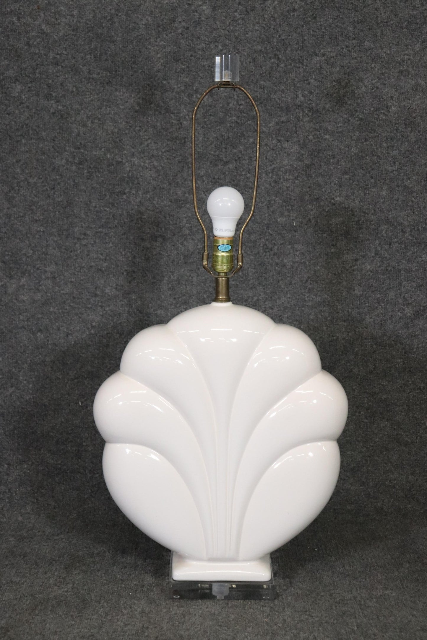 Unique White Glass and Lucite Art Deco Designed Mid-Century Lamp