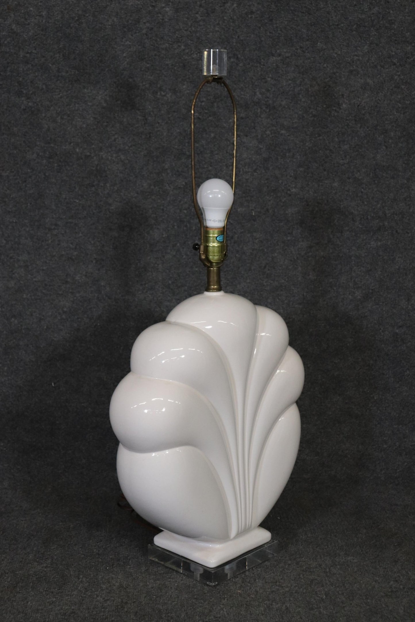 Unique White Glass and Lucite Art Deco Designed Mid-Century Lamp