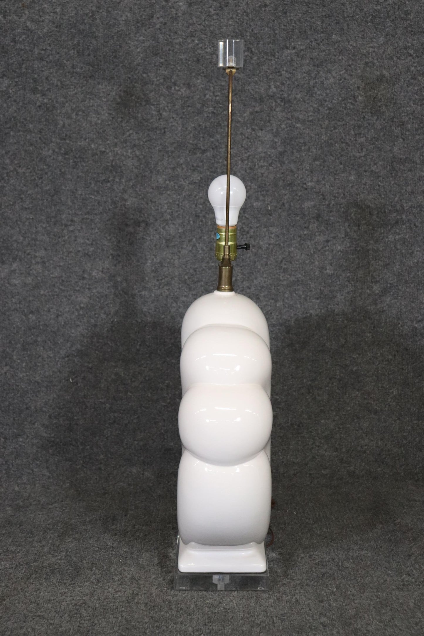 Unique White Glass and Lucite Art Deco Designed Mid-Century Lamp