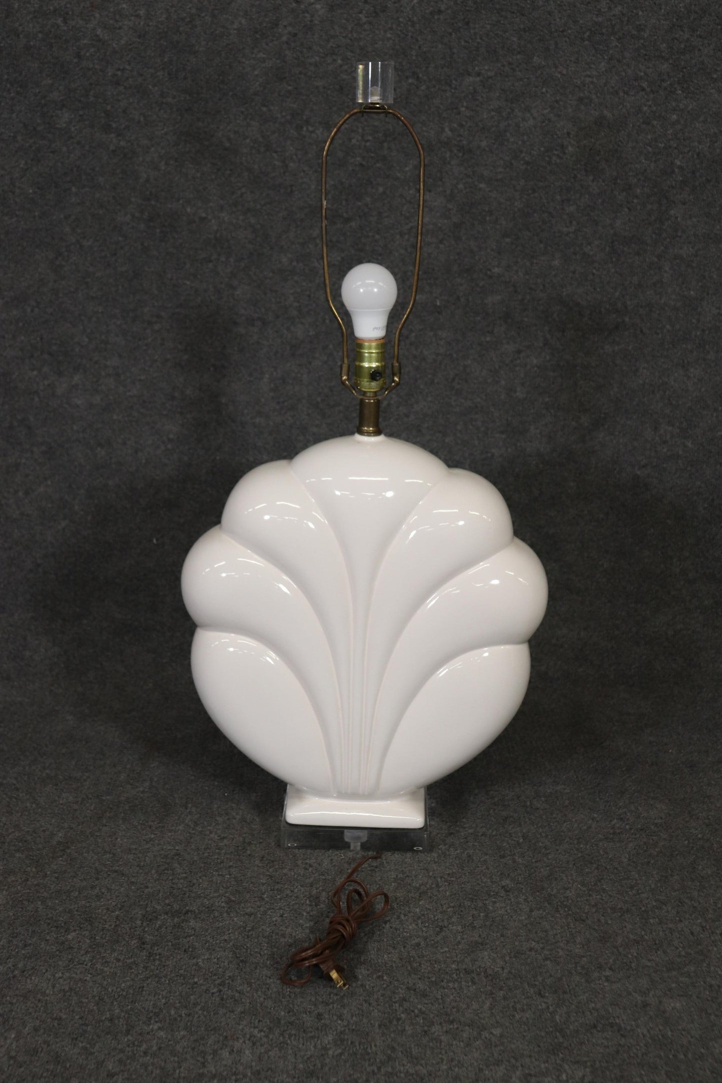 Unique White Glass and Lucite Art Deco Designed Mid-Century Lamp