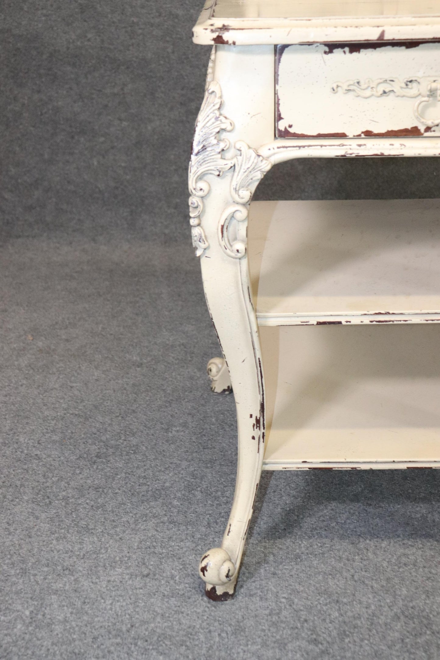 French Louis XV Style Distressed Painted Desk Writing Table