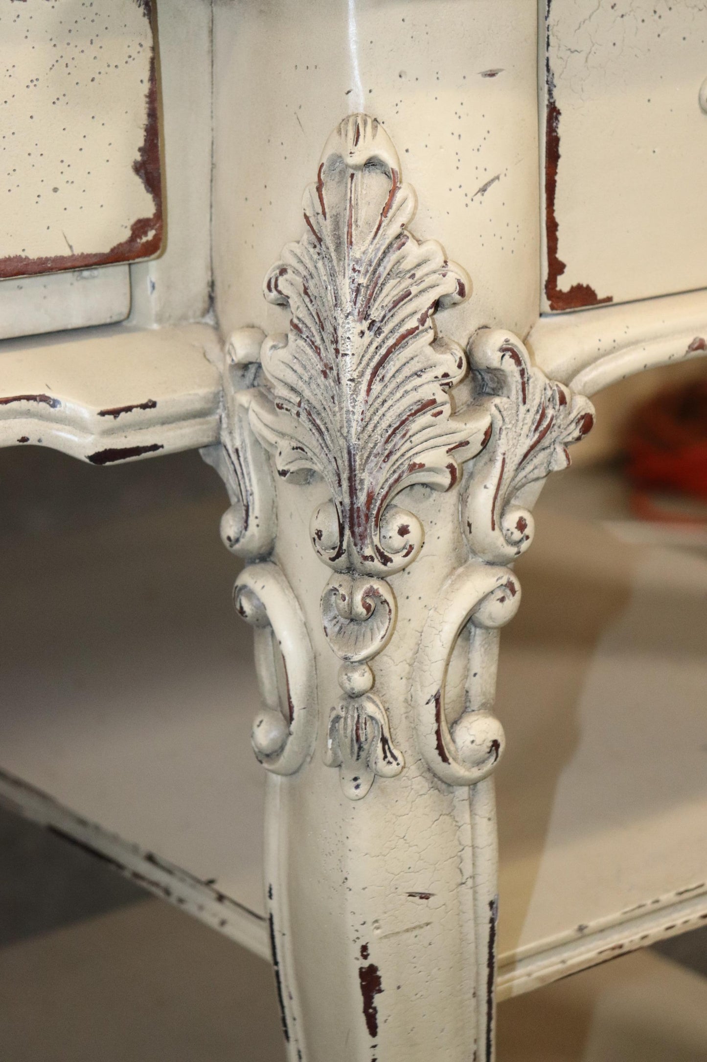 French Louis XV Style Distressed Painted Desk Writing Table