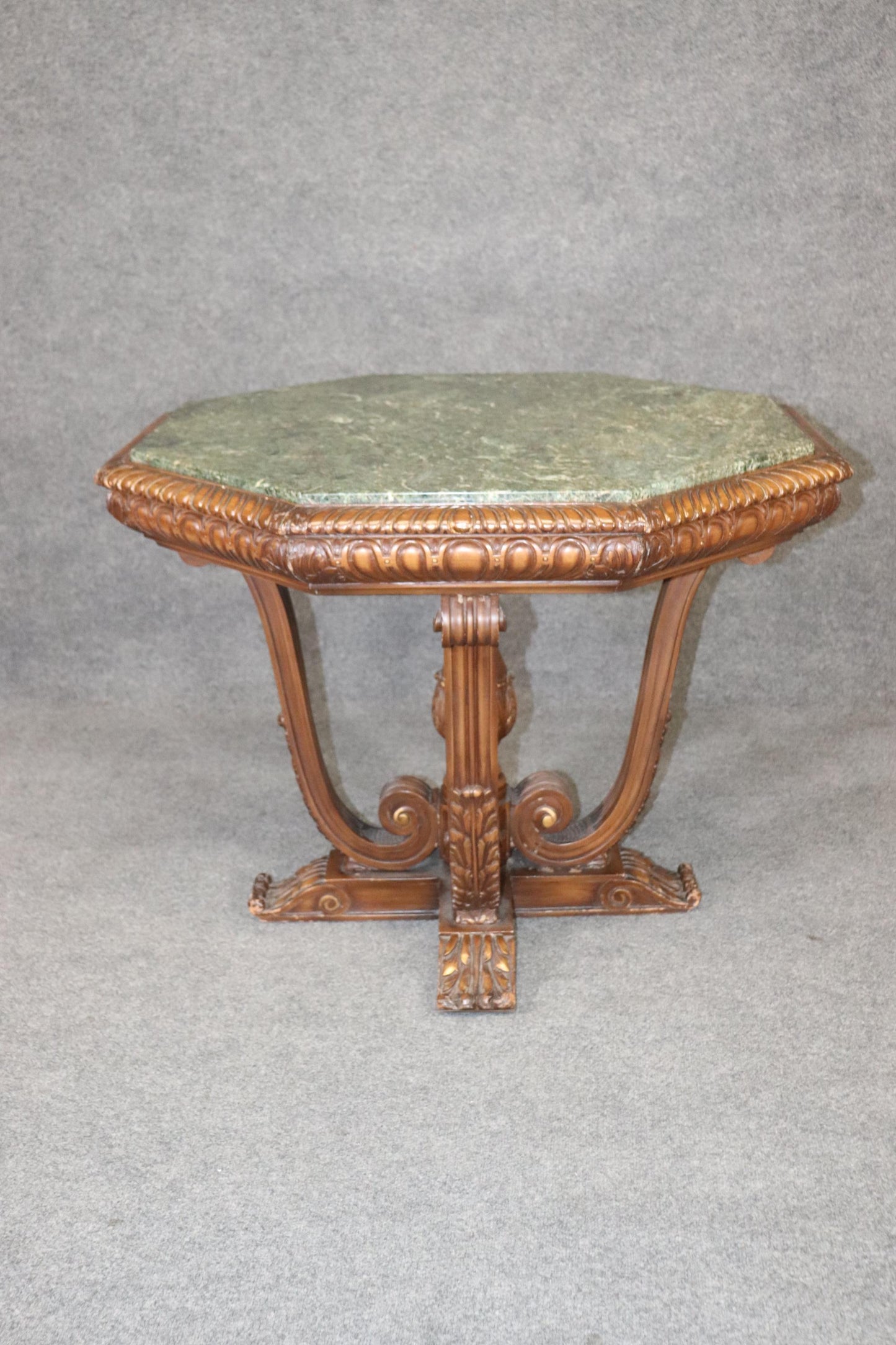 Octagonal Marble Top Carved Georgian Style Center Table