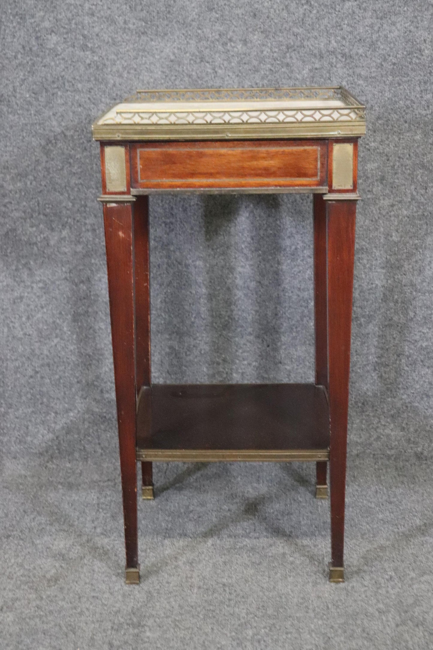 Louis XVI Directoire Style French Mahogany and Marble Top Stand Circa 1910