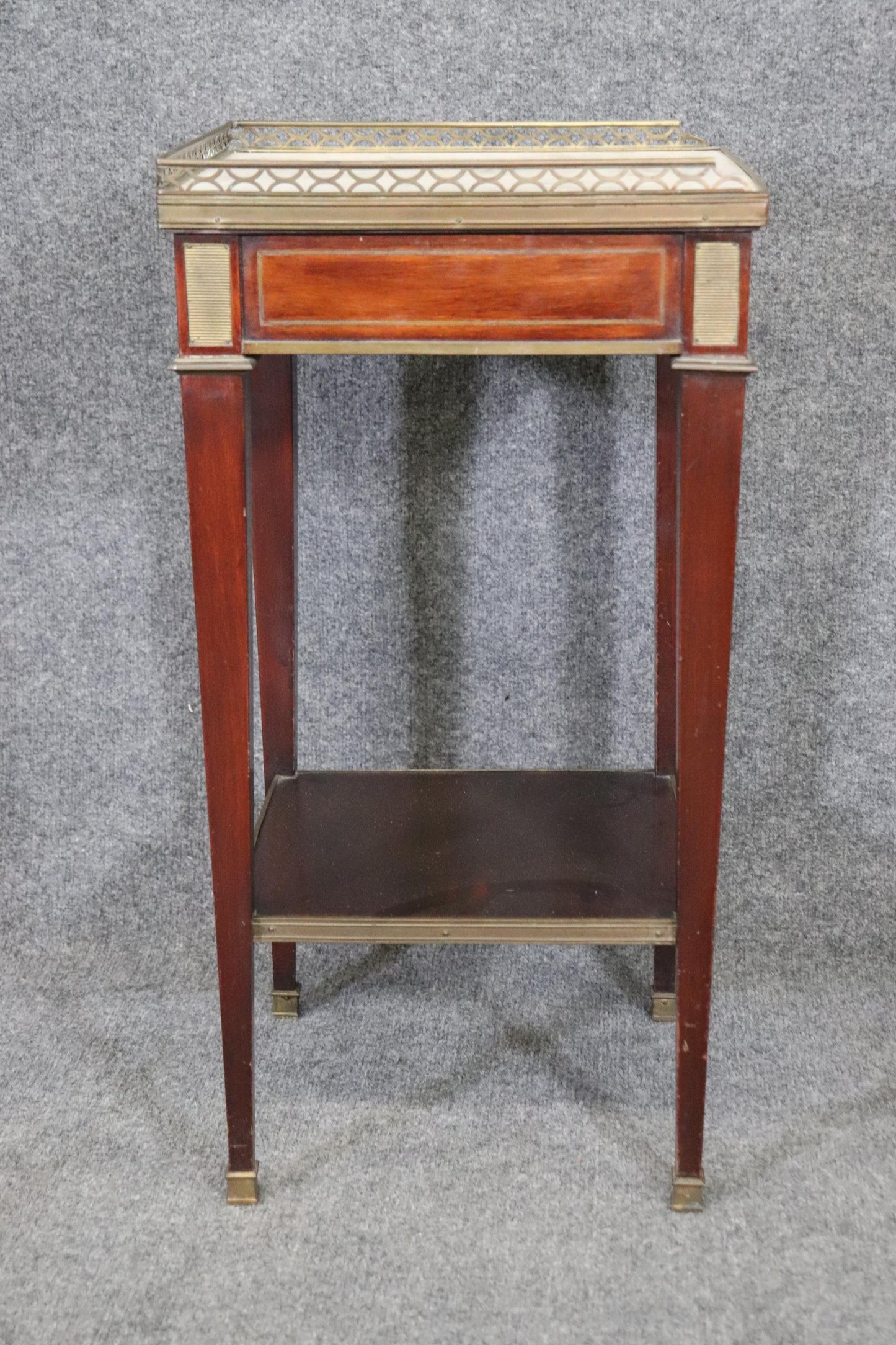 Louis XVI Directoire Style French Mahogany and Marble Top Stand Circa 1910