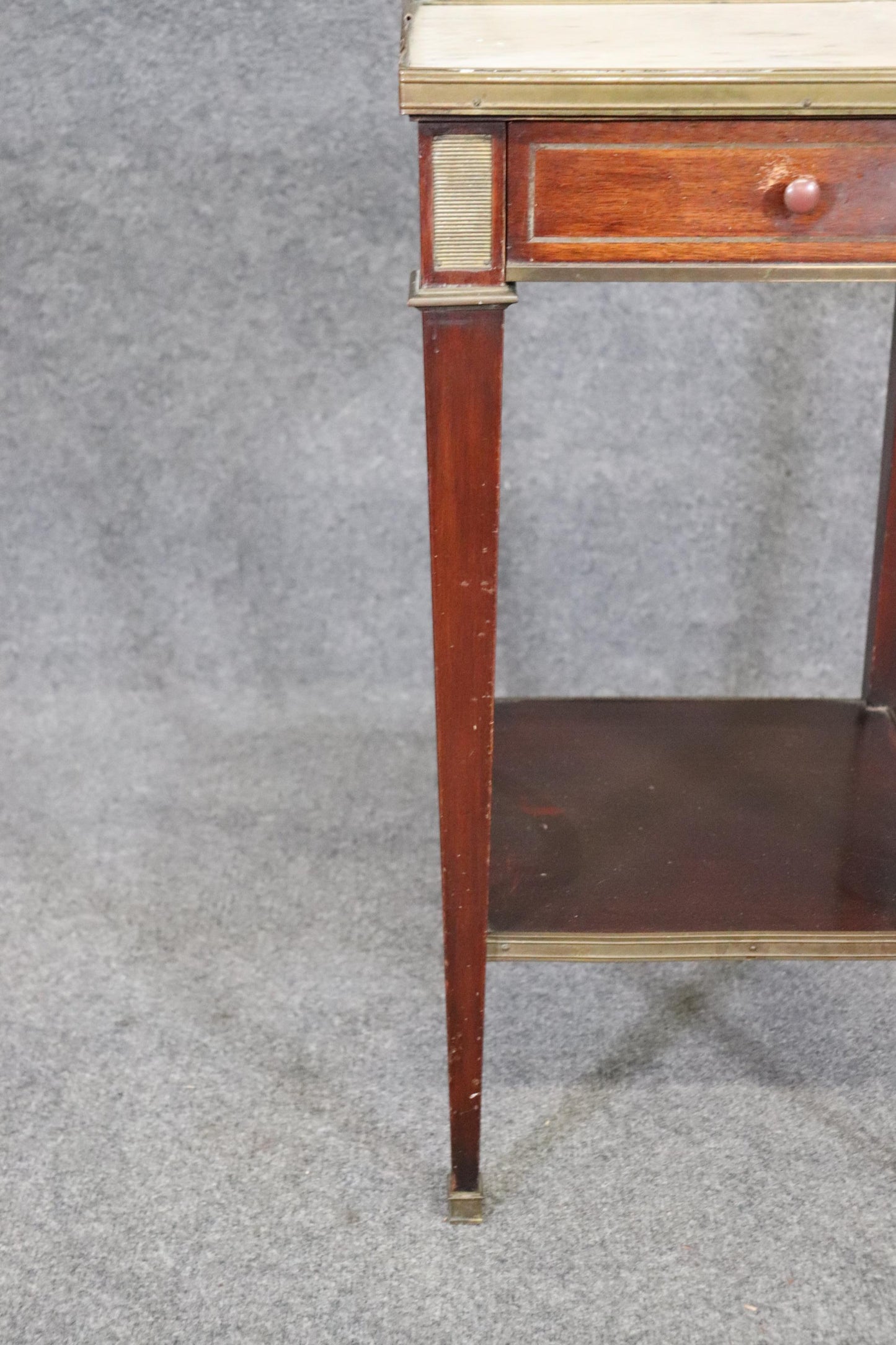 Louis XVI Directoire Style French Mahogany and Marble Top Stand Circa 1910