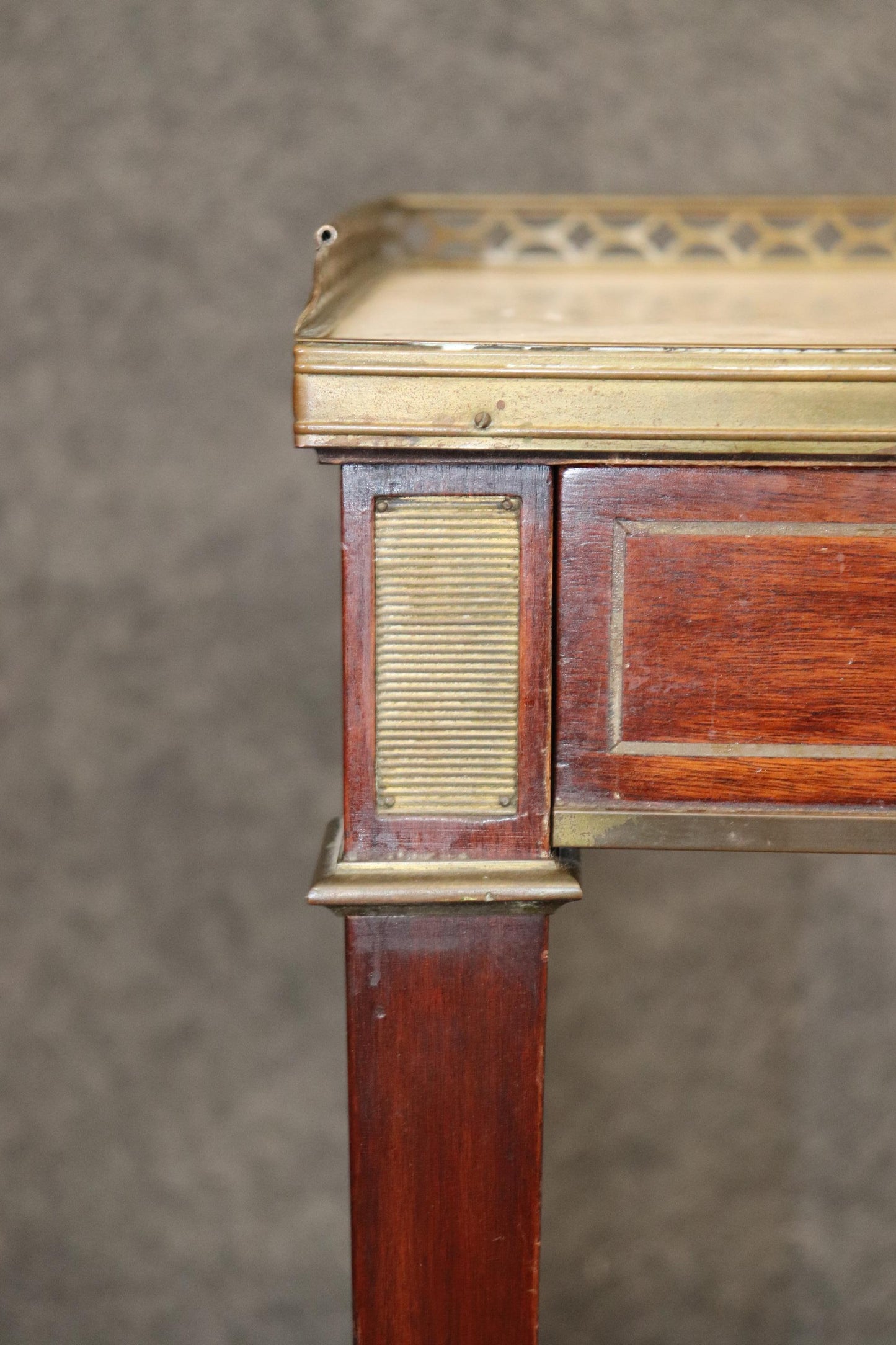 Louis XVI Directoire Style French Mahogany and Marble Top Stand Circa 1910