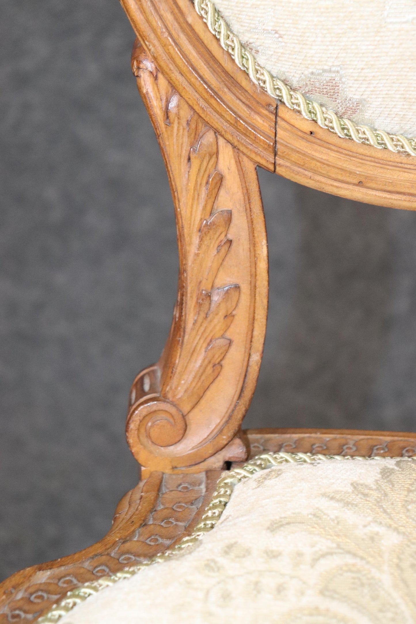 Fine Carved Pair French Louis XVI Style Cameo Back Side Chairs, Circa 1940