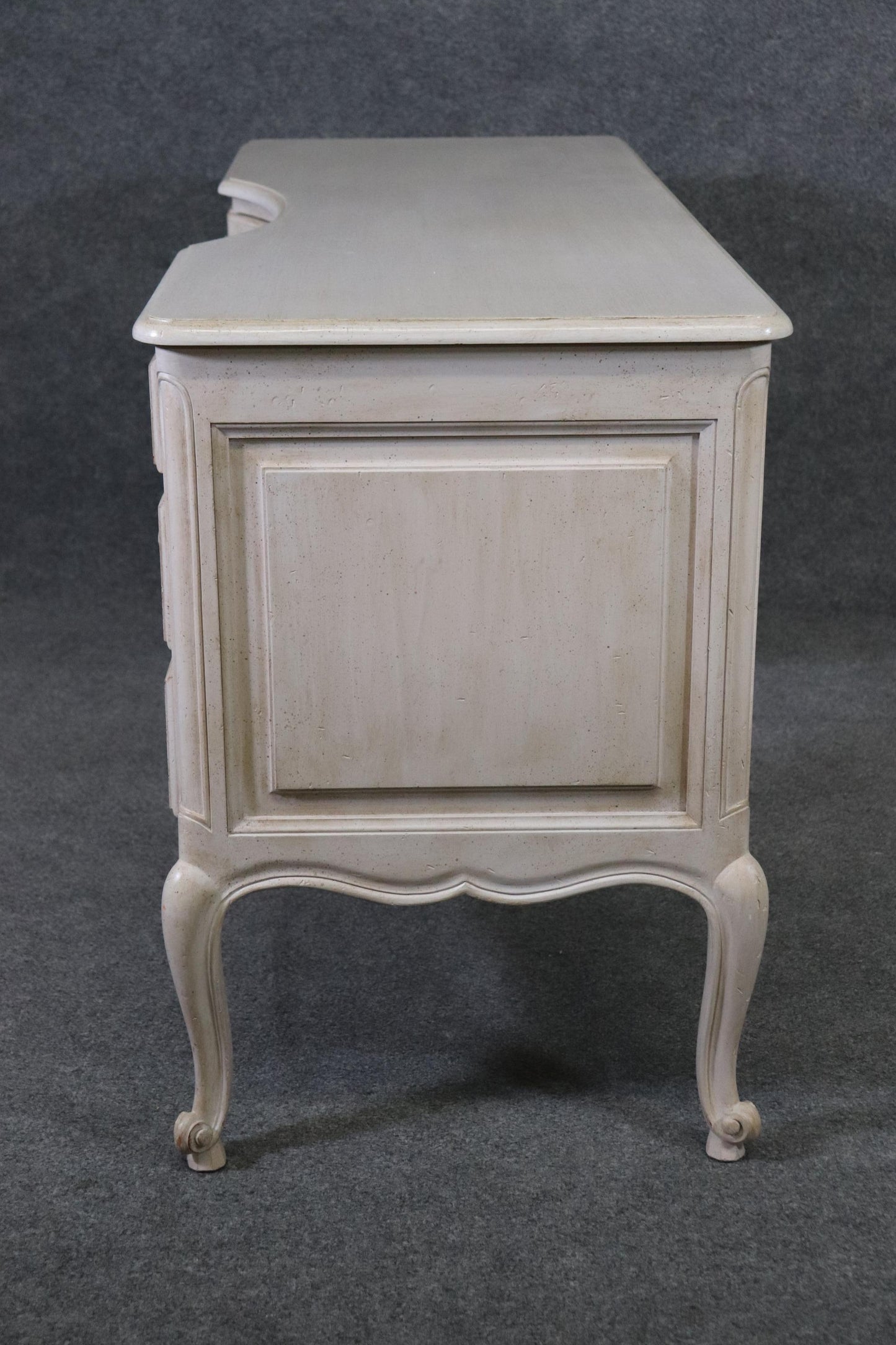 White Distressed Painted French Louis XV Style Ladies Vanity Writing Desk