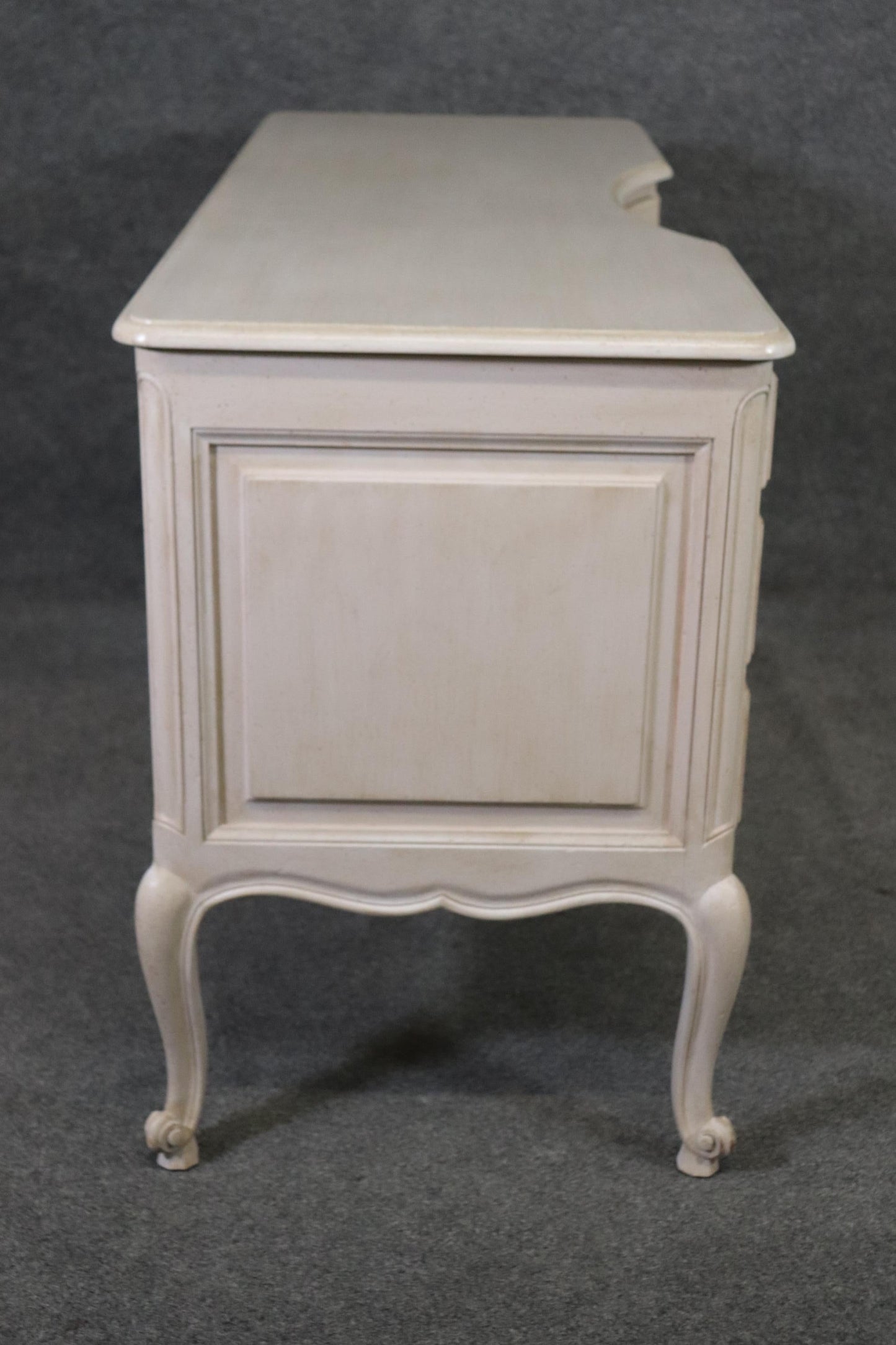 White Distressed Painted French Louis XV Style Ladies Vanity Writing Desk