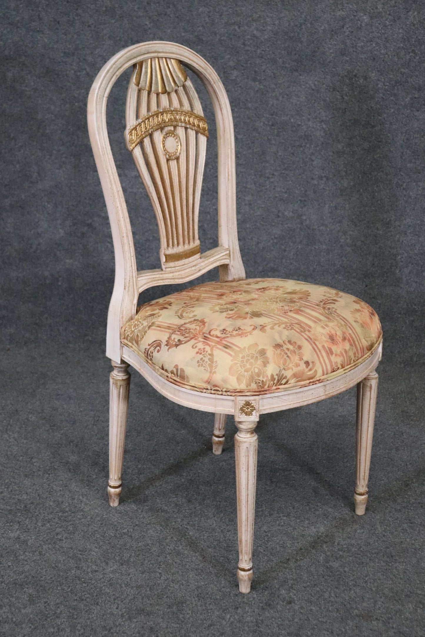 Superb Set of 8 Maison Jansen Attributed Set Painted Gilded Dining Chairs