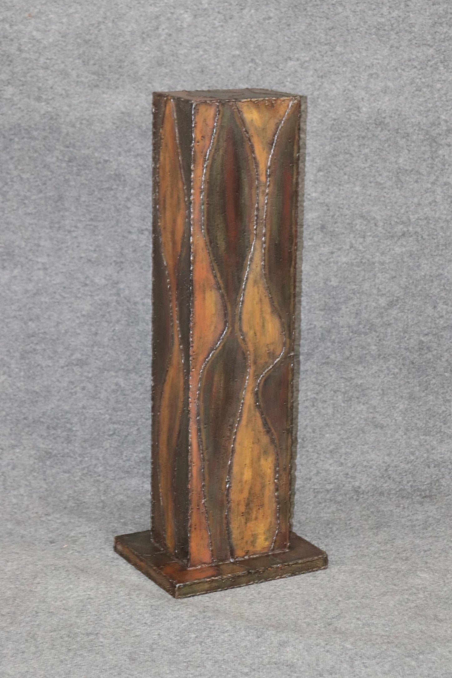 Paul Evans Style Brutalist Metal Welded Metal Pedestal Stand