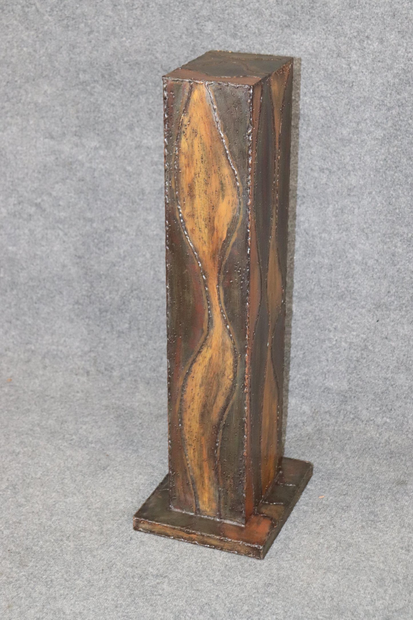 Paul Evans Style Brutalist Metal Welded Metal Pedestal Stand