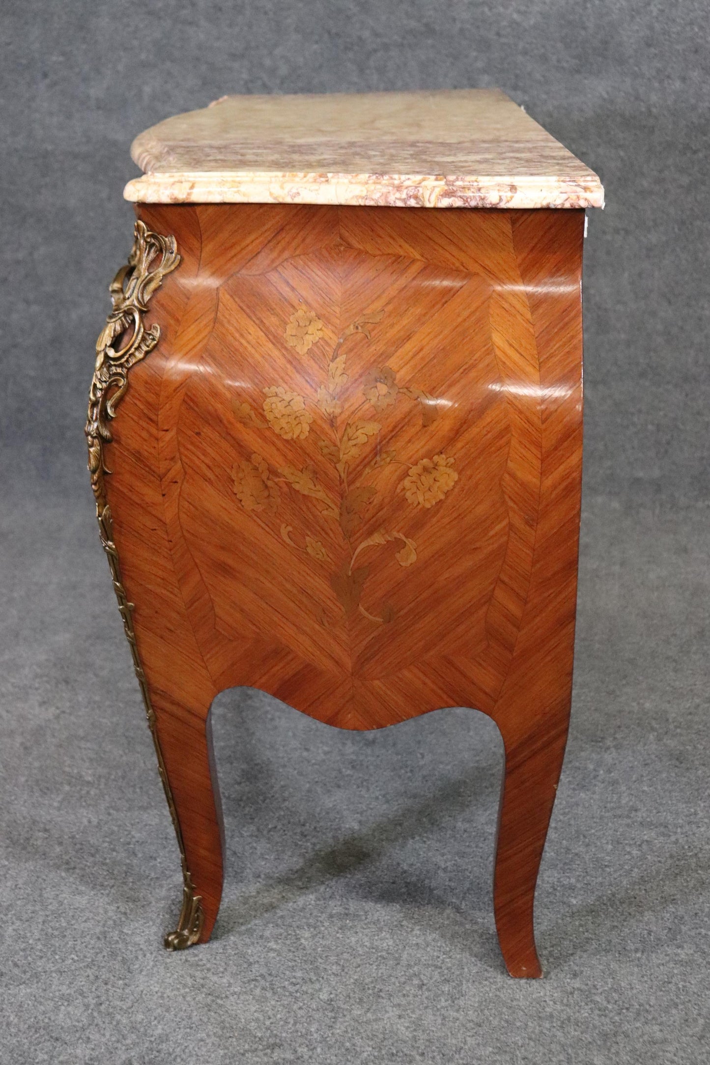 Superb Bronze Mounted French Louis XV Marble Top Commode, circa 1900