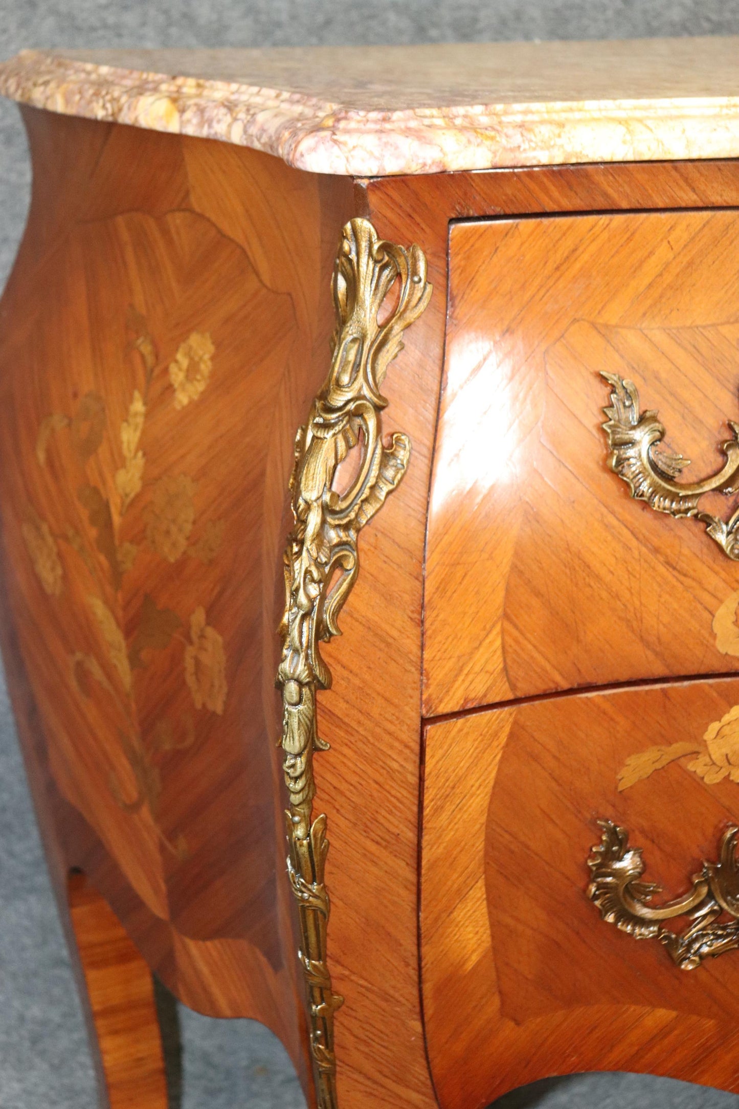 Superb Bronze Mounted French Louis XV Marble Top Commode, circa 1900