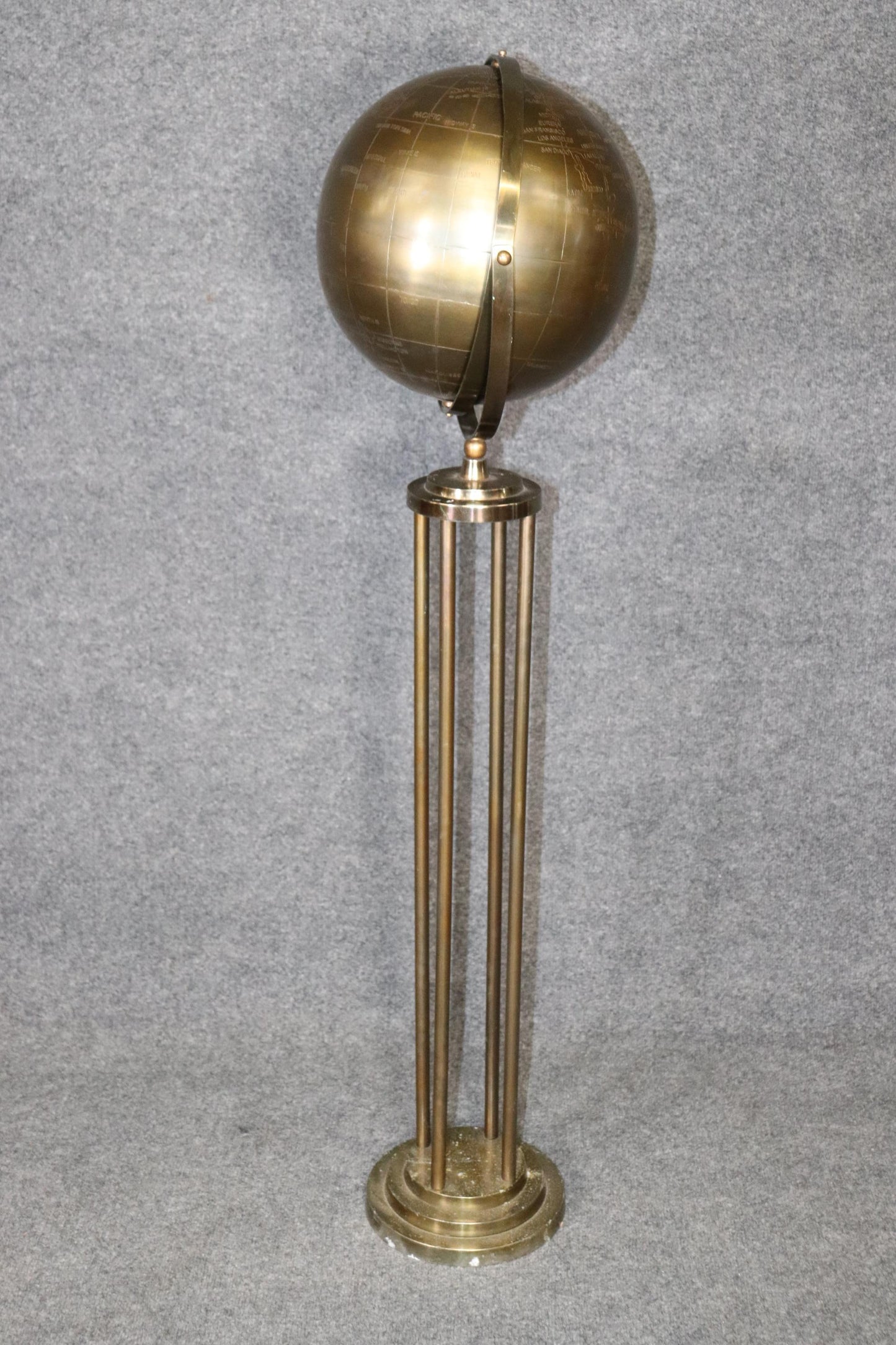 Mid-Century Modern Brass World Globe Sculpture, circa 1970