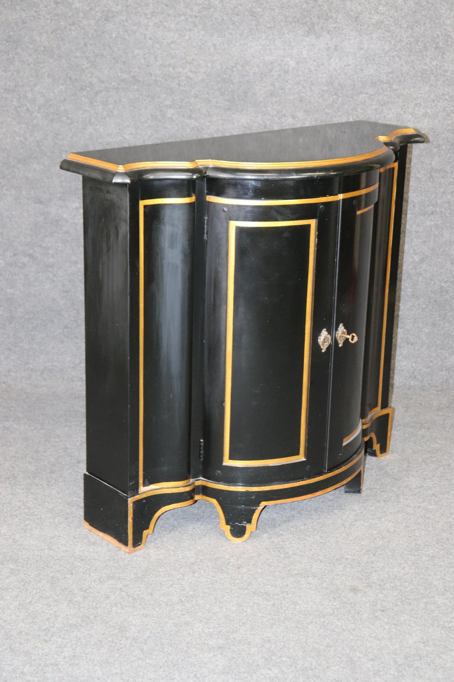 Ebonized Baker French Directoire Gilded Commode Console Cabinet