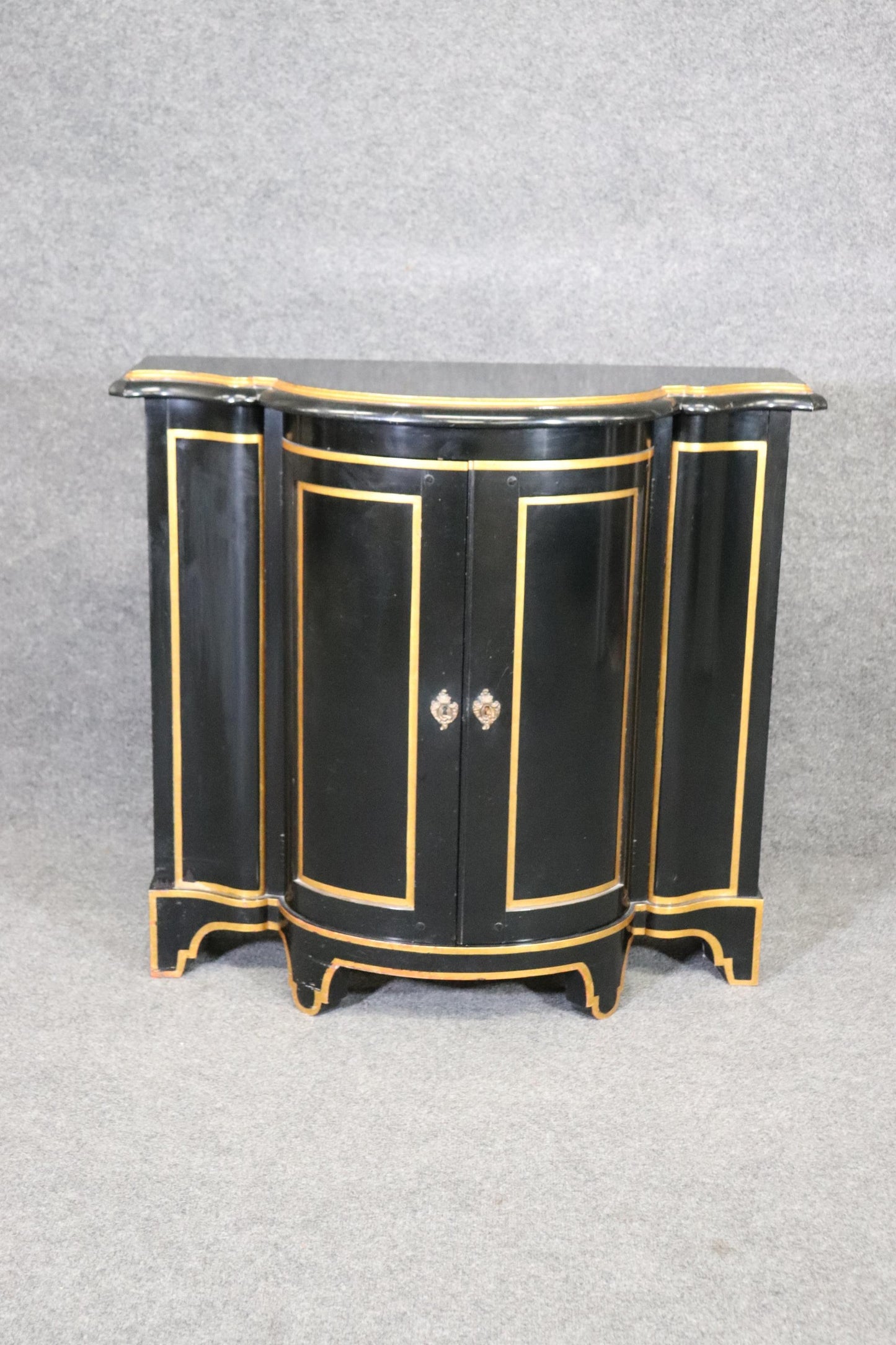 Ebonized Baker French Directoire Gilded Commode Console Cabinet