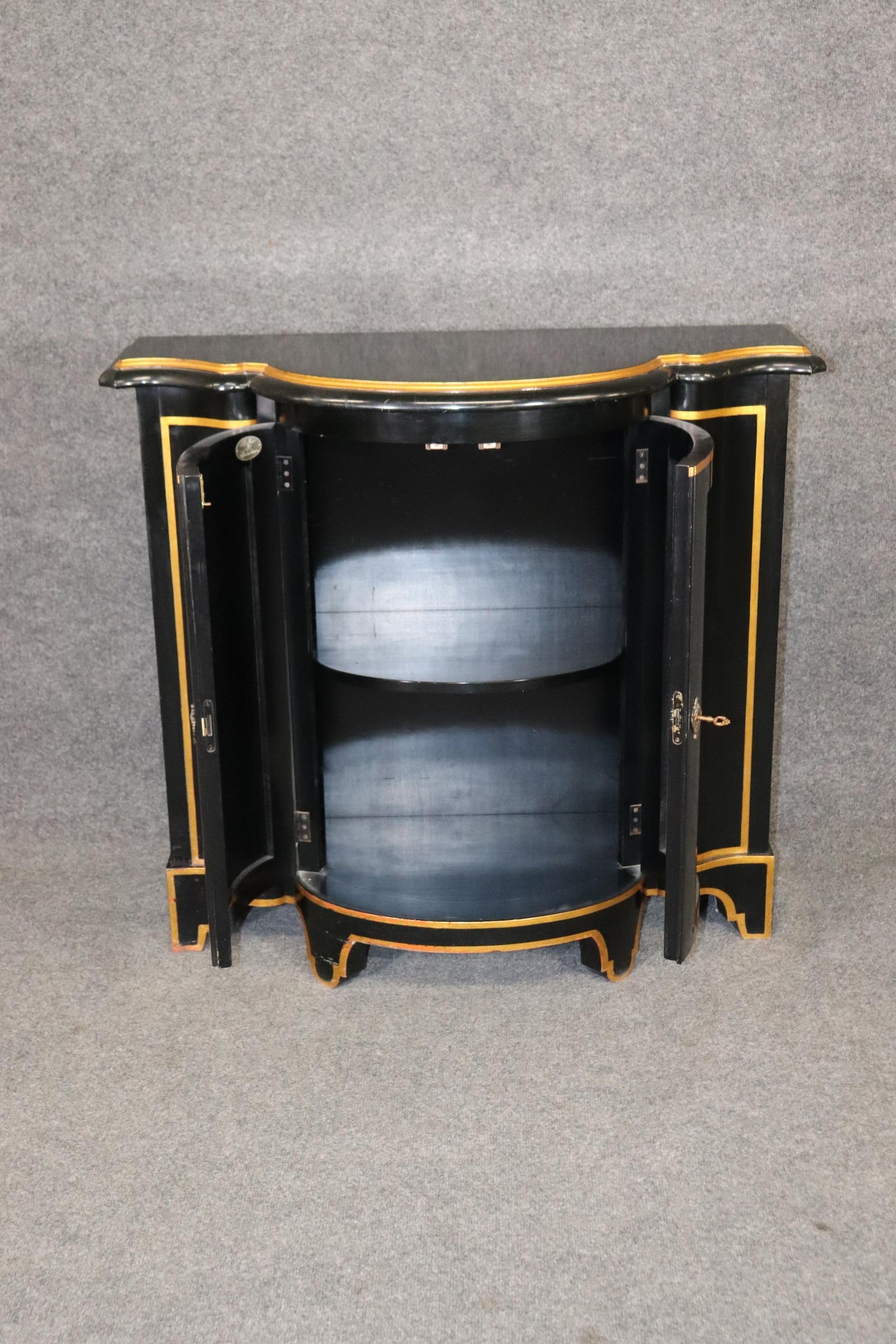 Ebonized Baker French Directoire Gilded Commode Console Cabinet