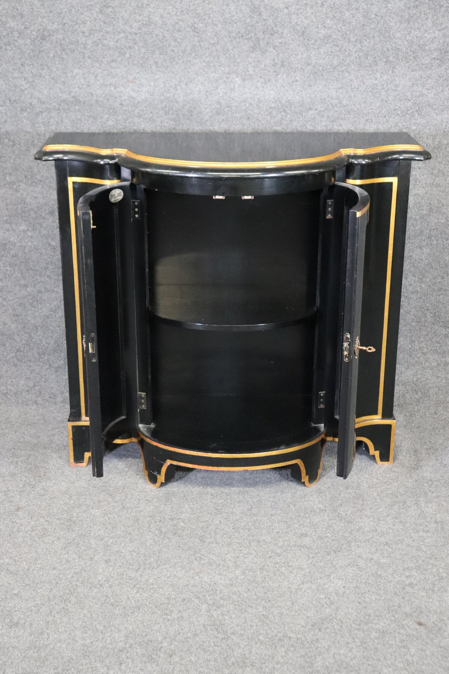 Ebonized Baker French Directoire Gilded Commode Console Cabinet