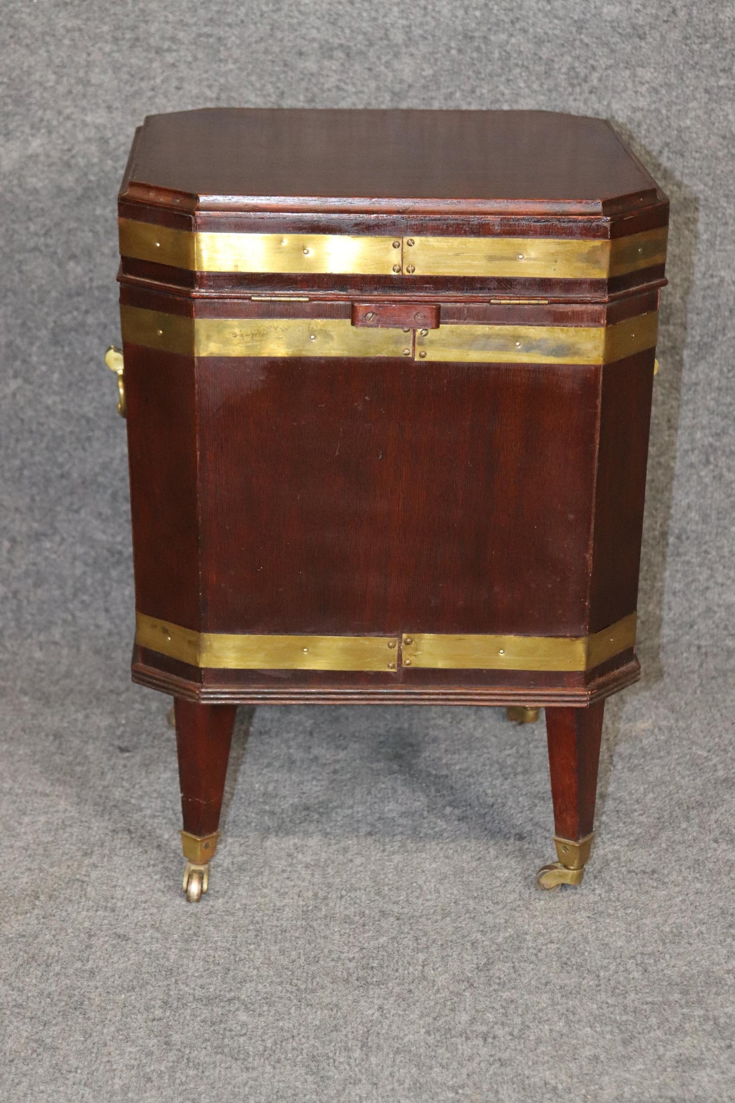 Fine Quality Solid Mahogany Brass Bound Campaign Style Wine Cellarette