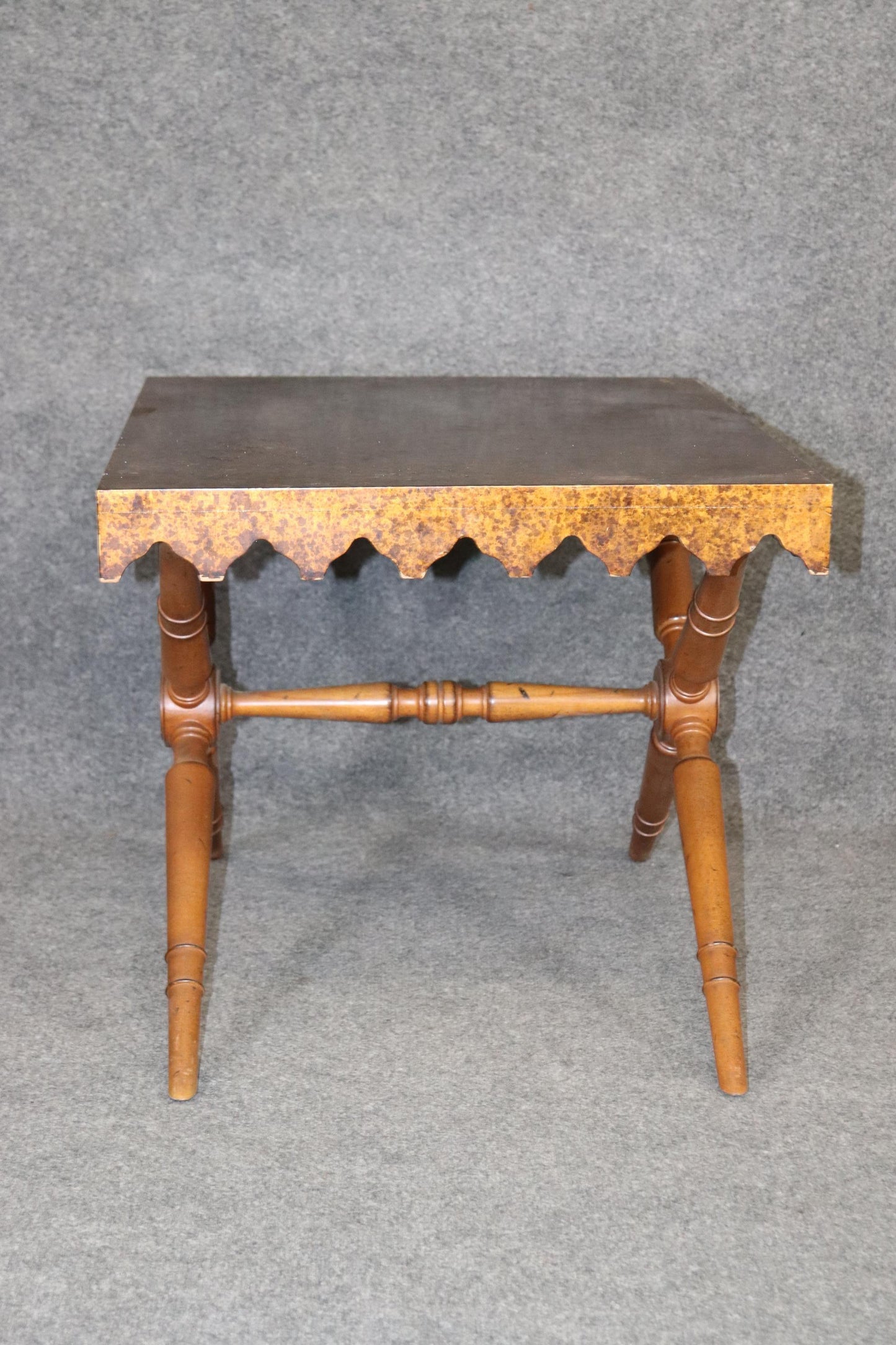 Faux Tortoise Shell Paint Decorated End Table Attributed to Maison Jansen