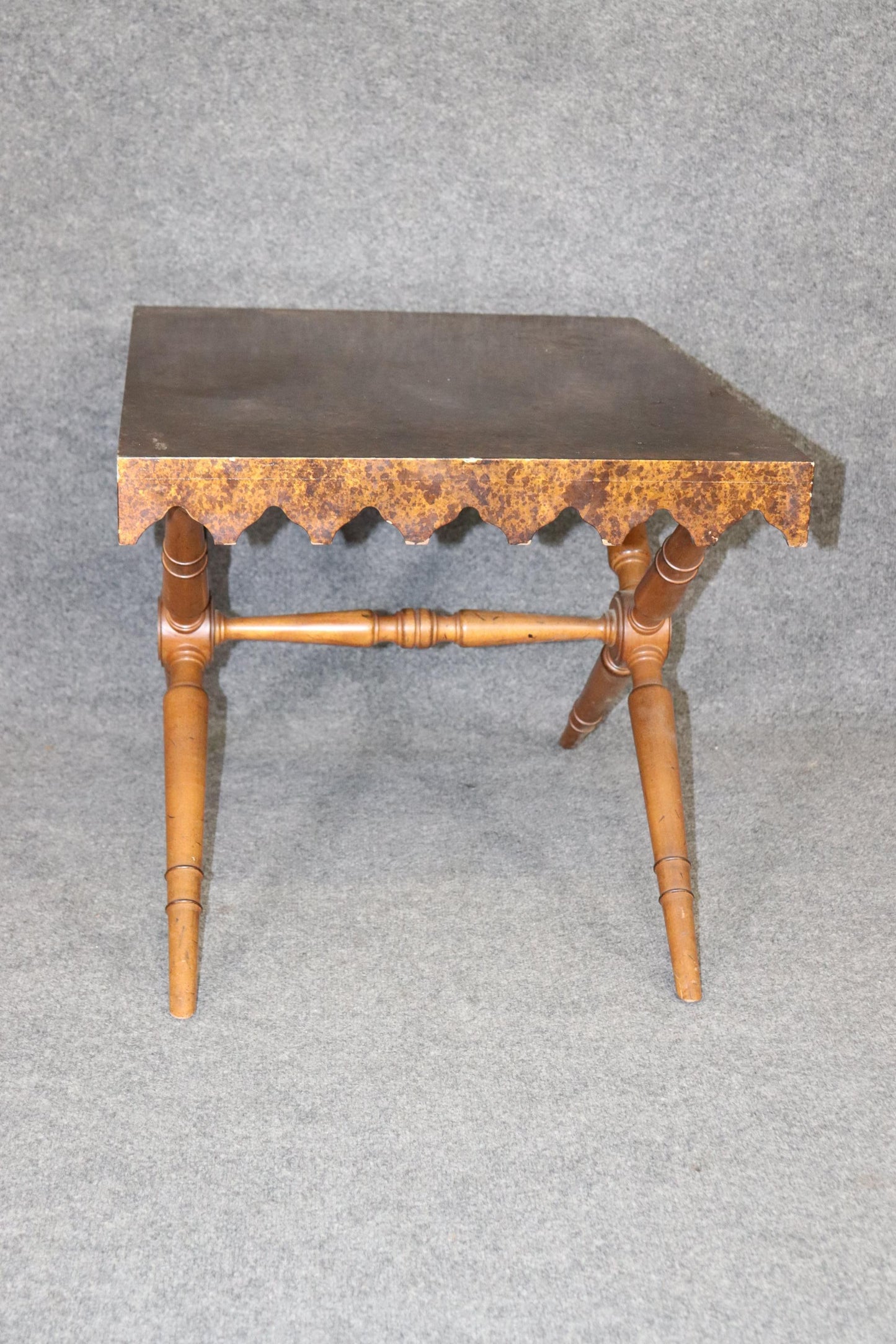 Faux Tortoise Shell Paint Decorated End Table Attributed to Maison Jansen