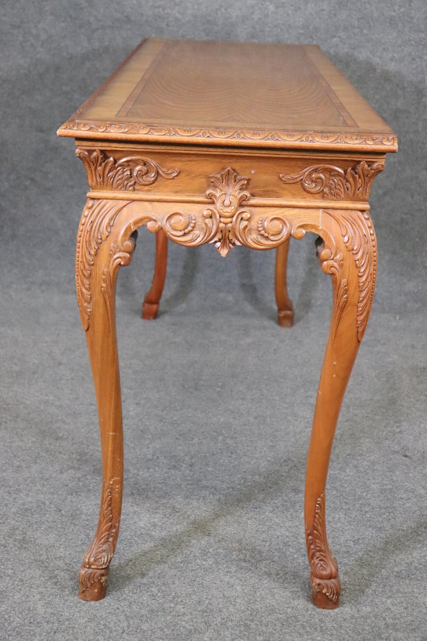 Ornately Carved Walnut Georgian Style Inlaid Server or Console Table