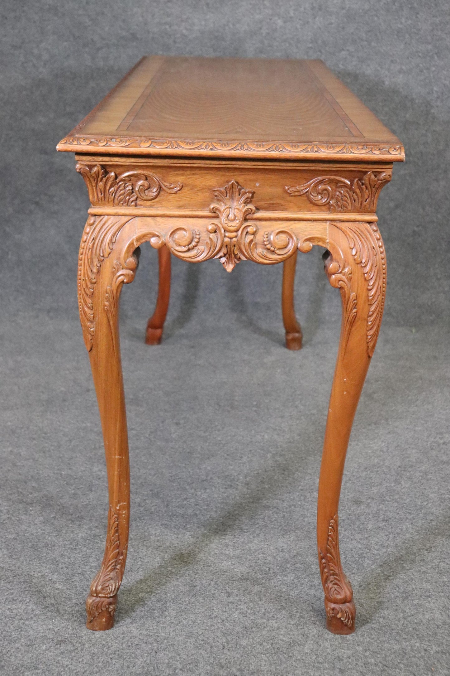 Ornately Carved Walnut Georgian Style Inlaid Server or Console Table