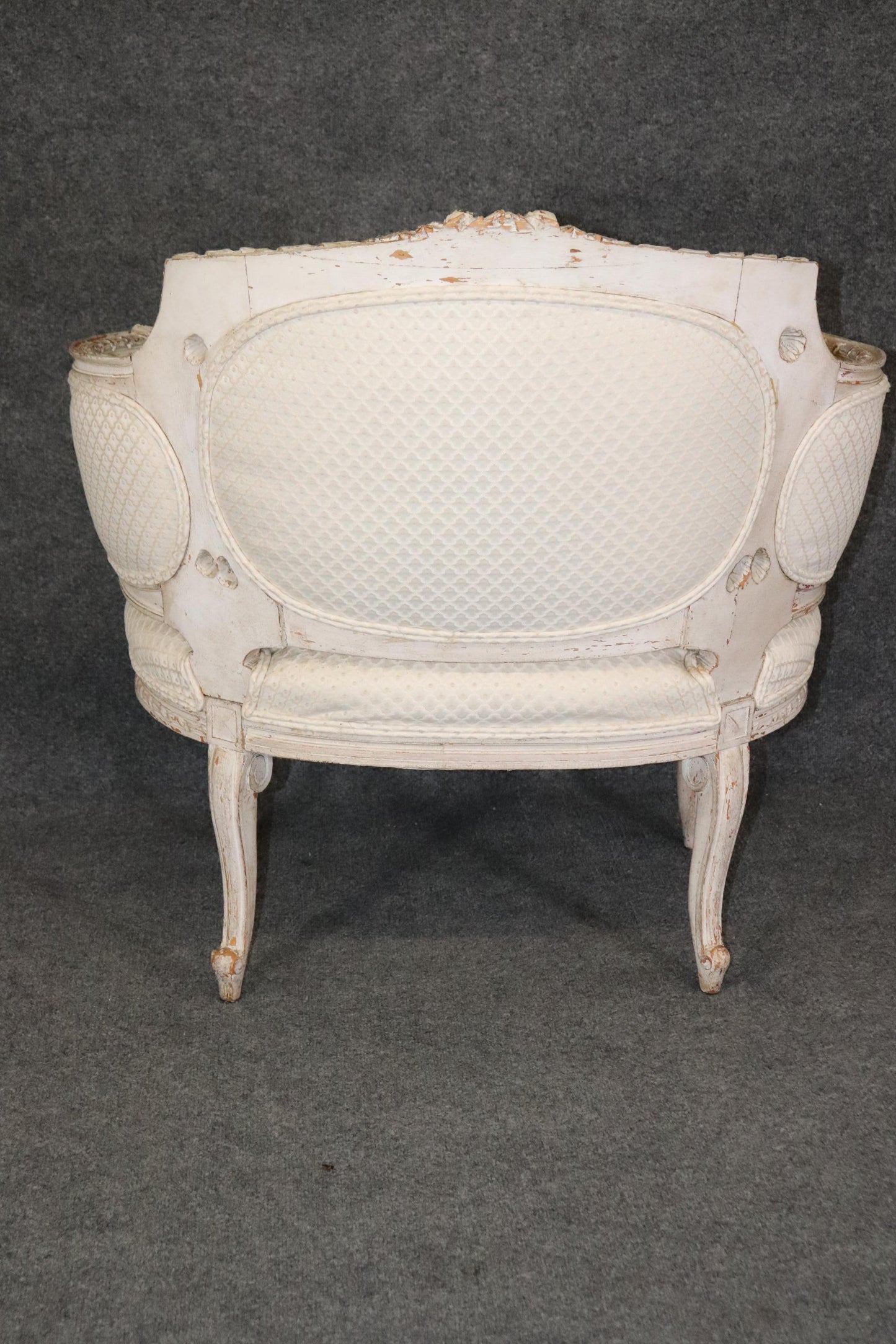 Rare French Louis XV Paint Decorated Corbielle Style Bergere Club Chair