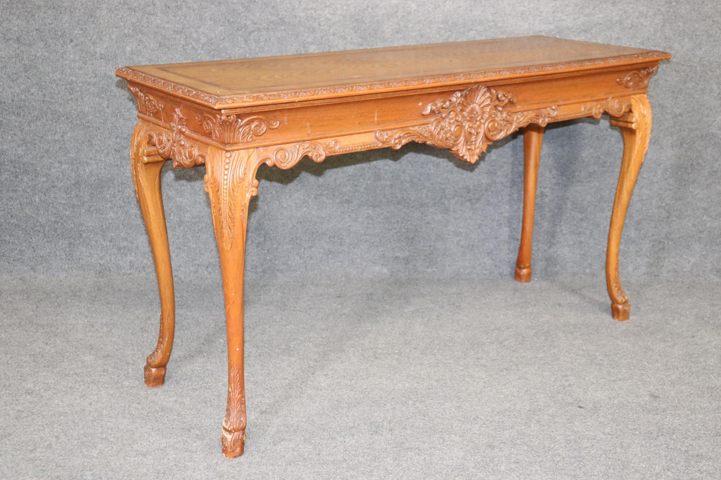 Ornately Carved Walnut Georgian Style Inlaid Server or Console Table