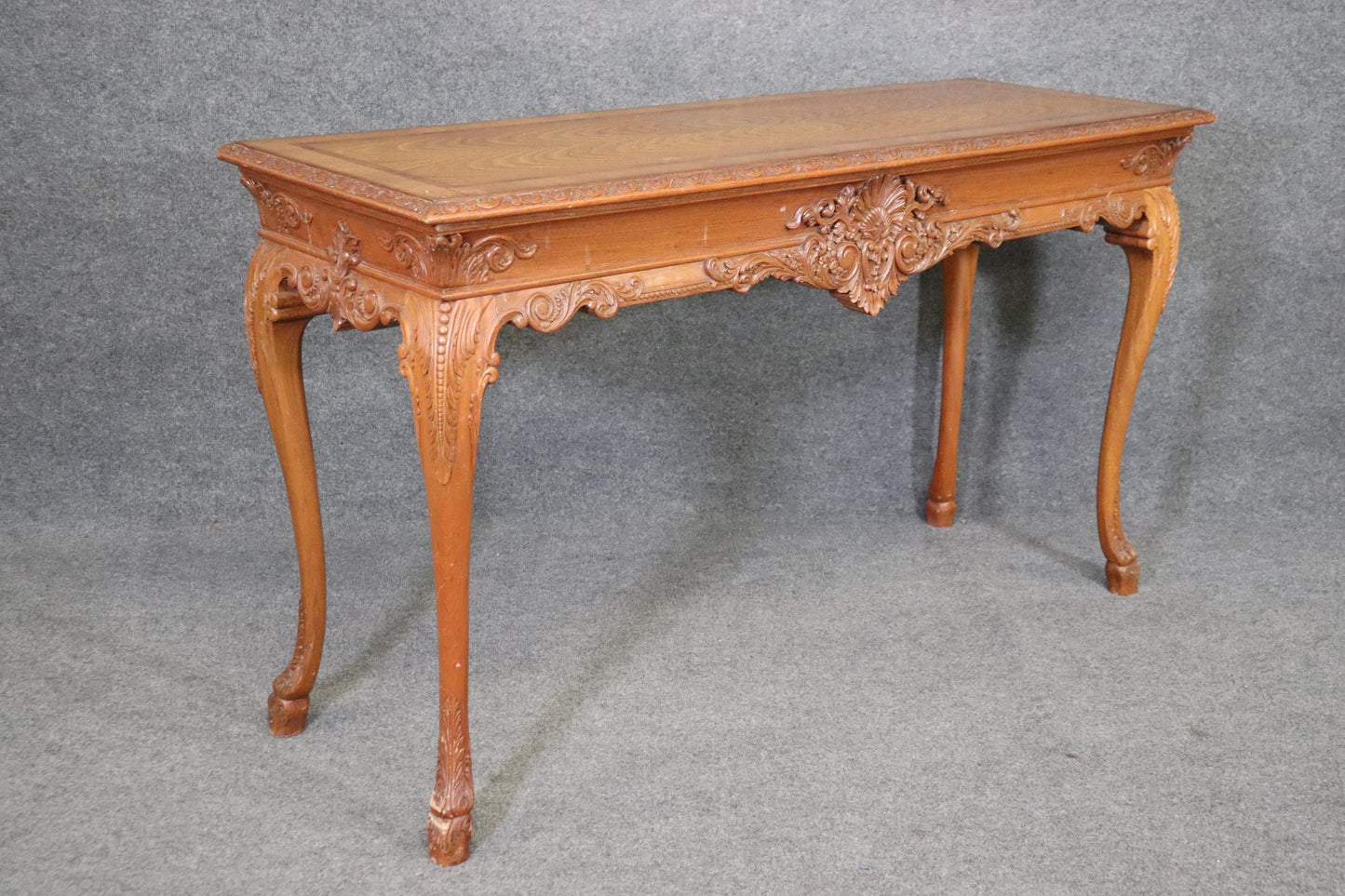 Ornately Carved Walnut Georgian Style Inlaid Server or Console Table