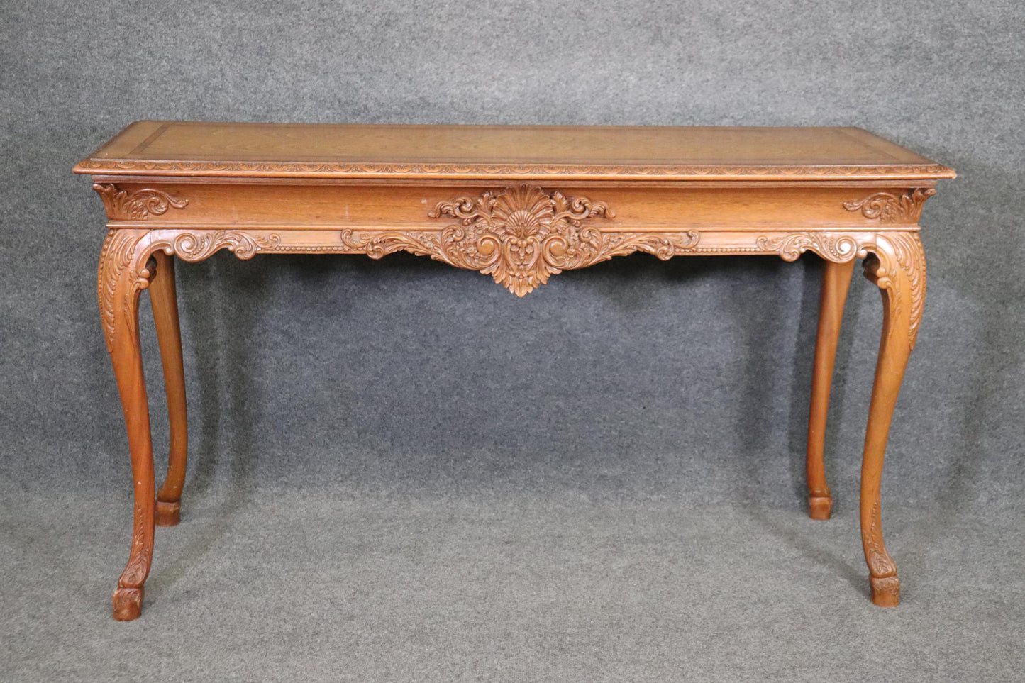 Ornately Carved Walnut Georgian Style Inlaid Server or Console Table