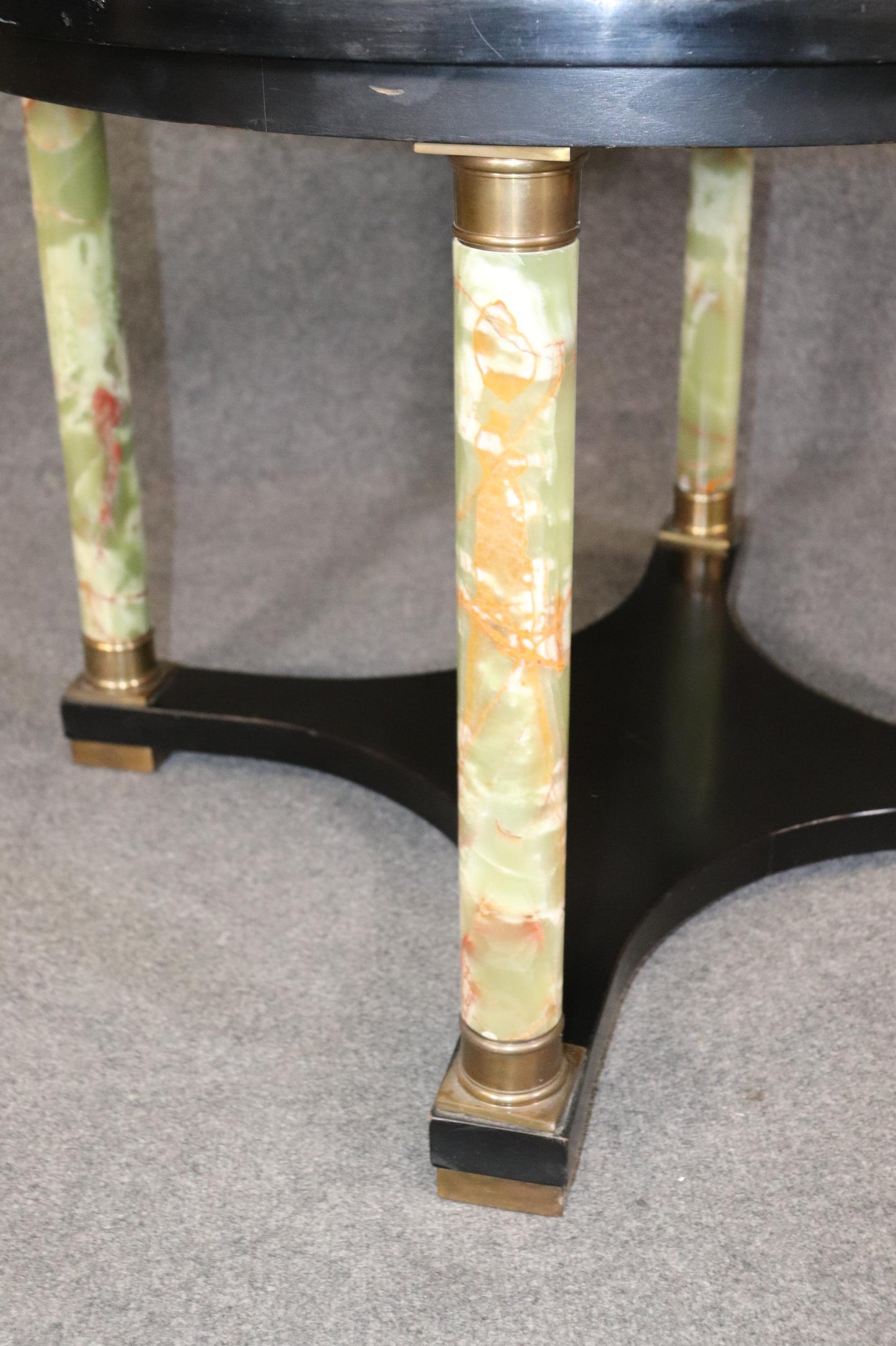 Italian Neoclassical Green Onyx and Mother of Pearl Inlaid Center Table