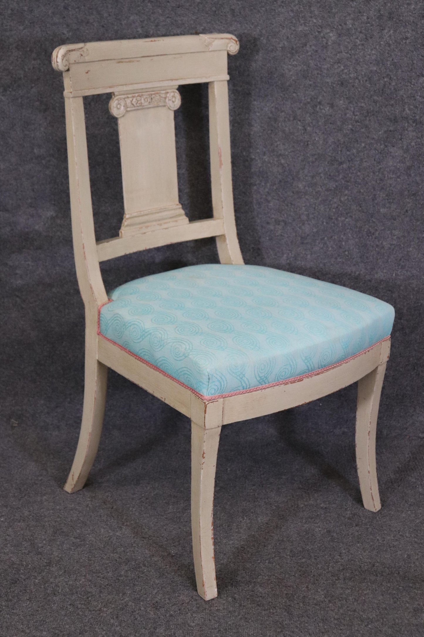 Pair of Gustavian or Swedish Style Gray Painted Side Chairs Circa 1940