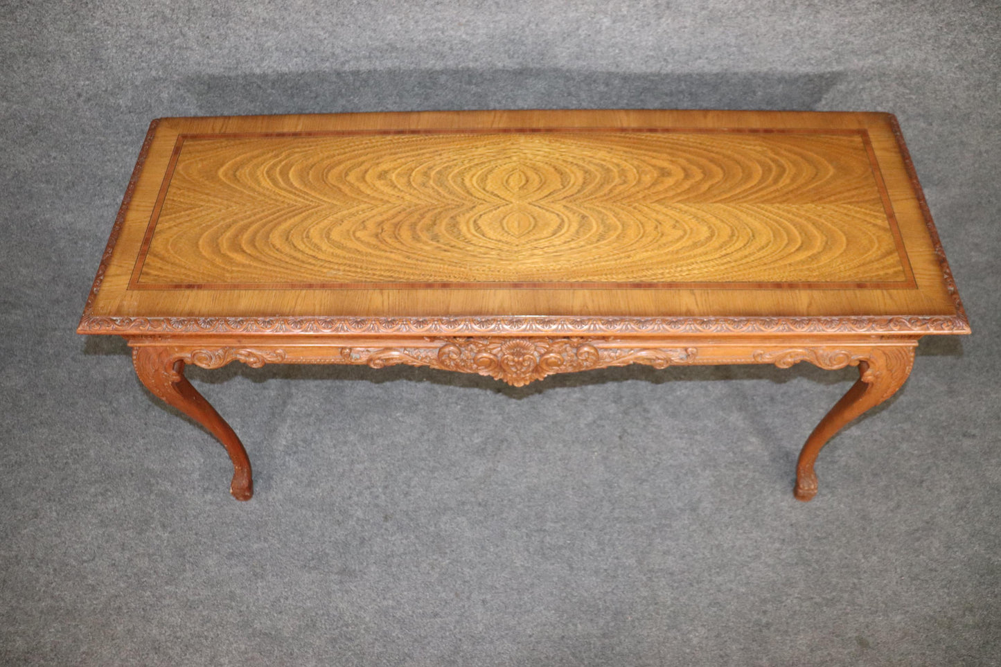 Ornately Carved Walnut Georgian Style Inlaid Server or Console Table