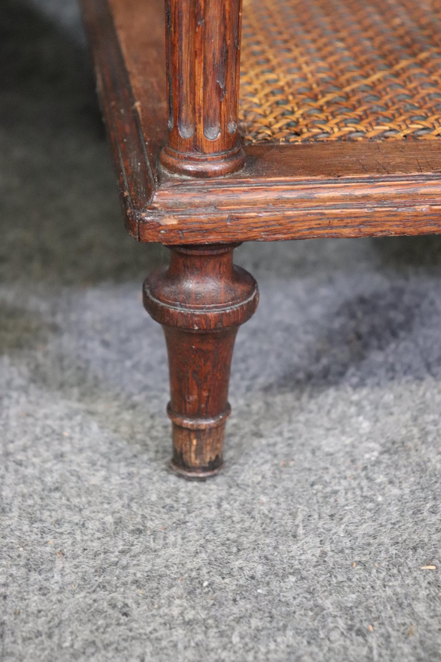 Pair of Marble Top Walnut and Cane Louis XVI End Side Tables Signed Picard