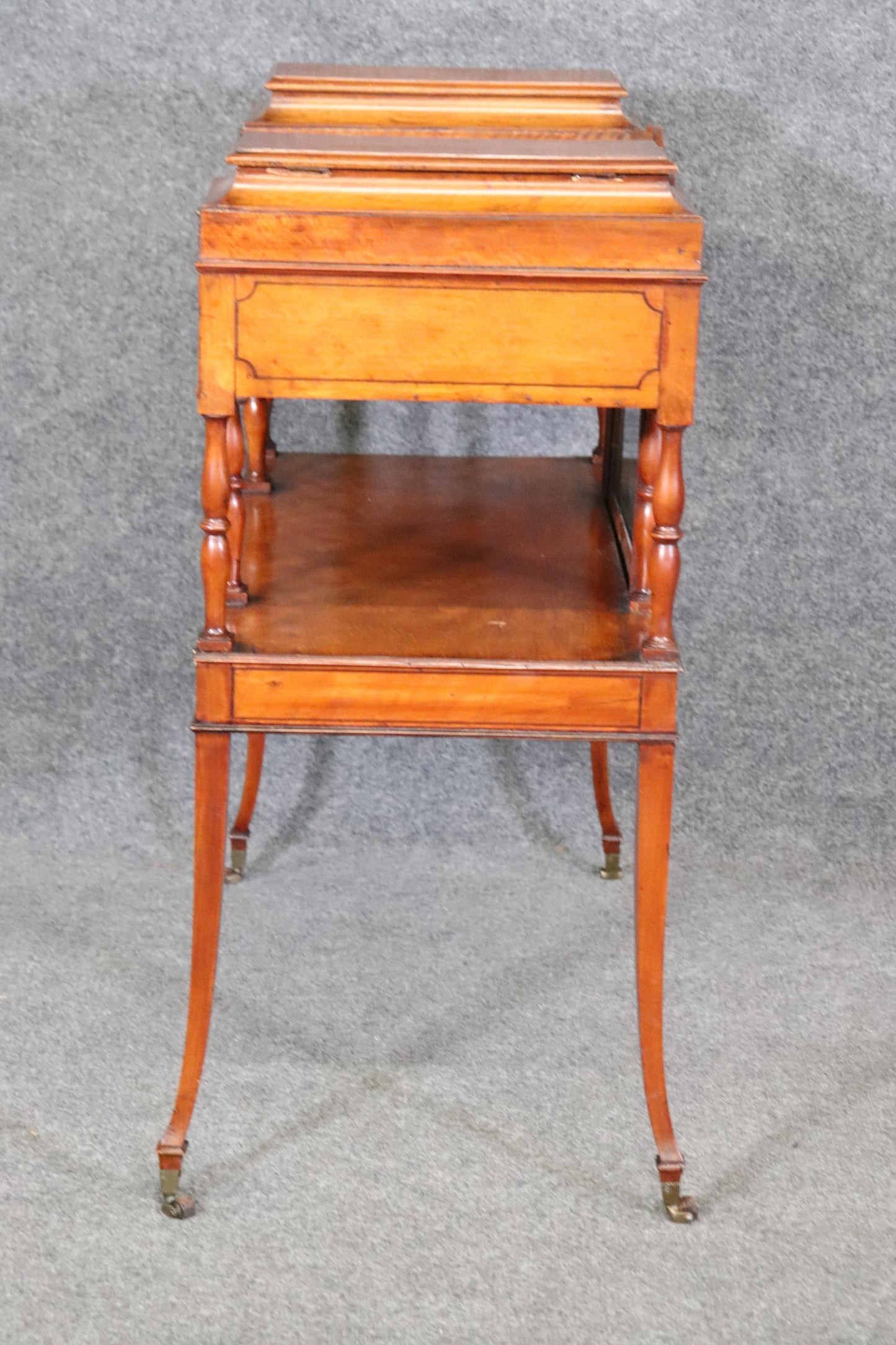 Edwardian Satinwood Adjustable Ladies Writing Desk with Wedgewood Plaque Cherubs