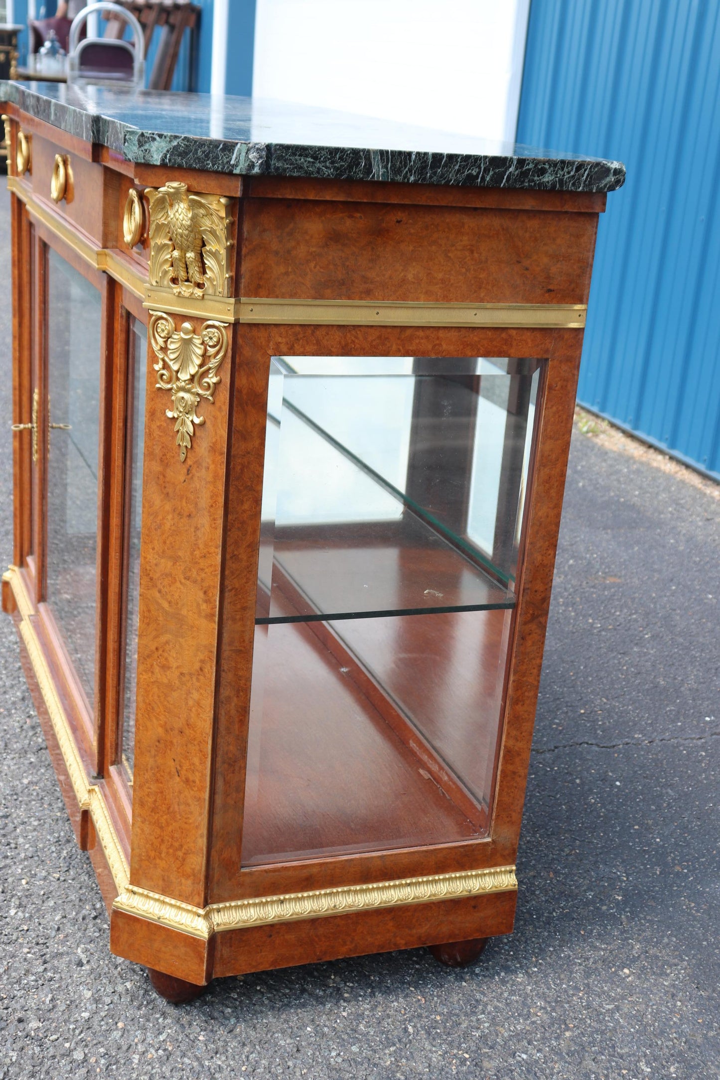 Maison Krieger Attributed Gilt Dor'e Bronze Verdi Marble Beveled Glass Buffet