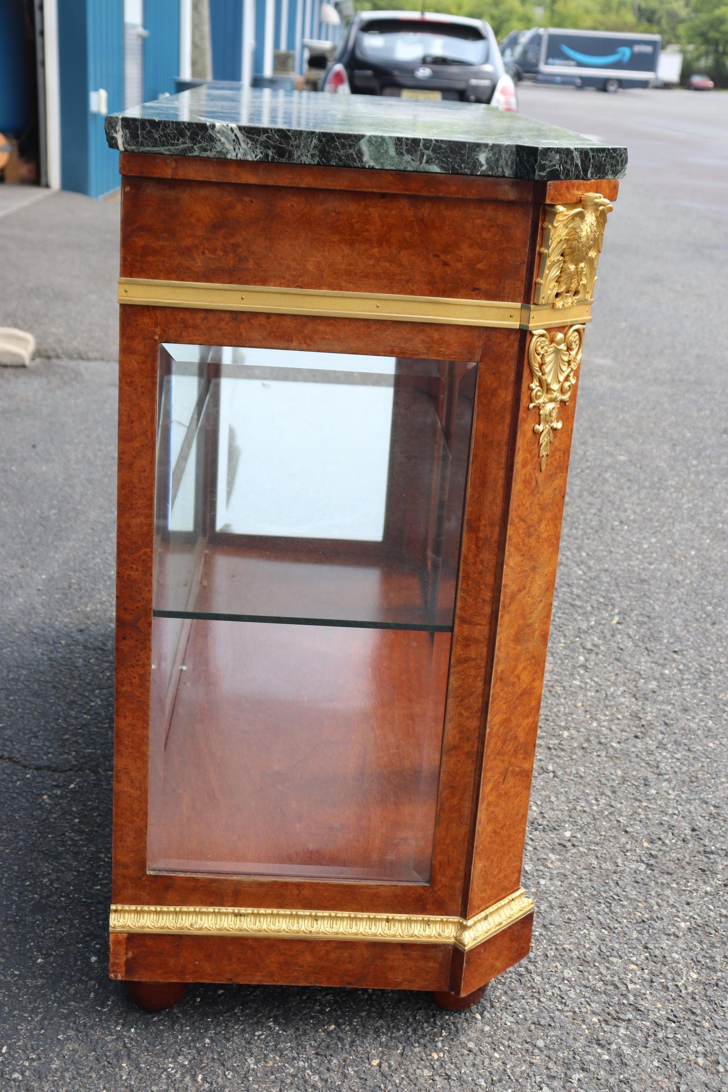 Maison Krieger Attributed Gilt Dor'e Bronze Verdi Marble Beveled Glass Buffet